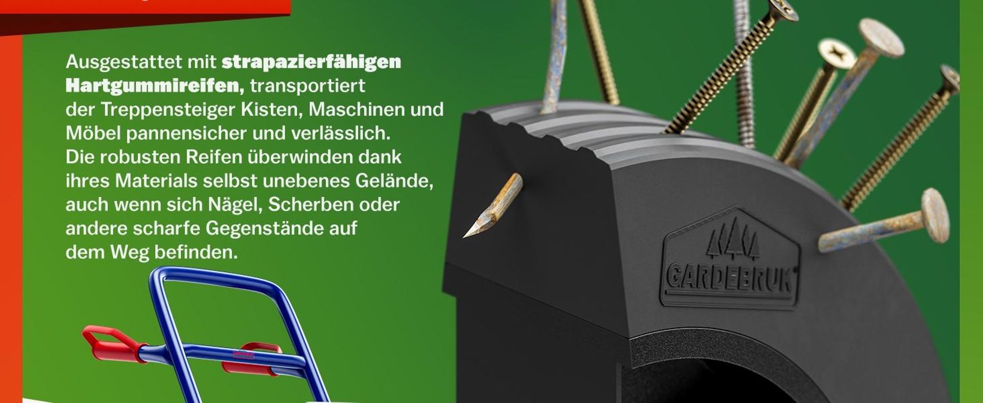 GARDEBRUK Treppenkarre Klappbar 200kg Hartgummireifen blau