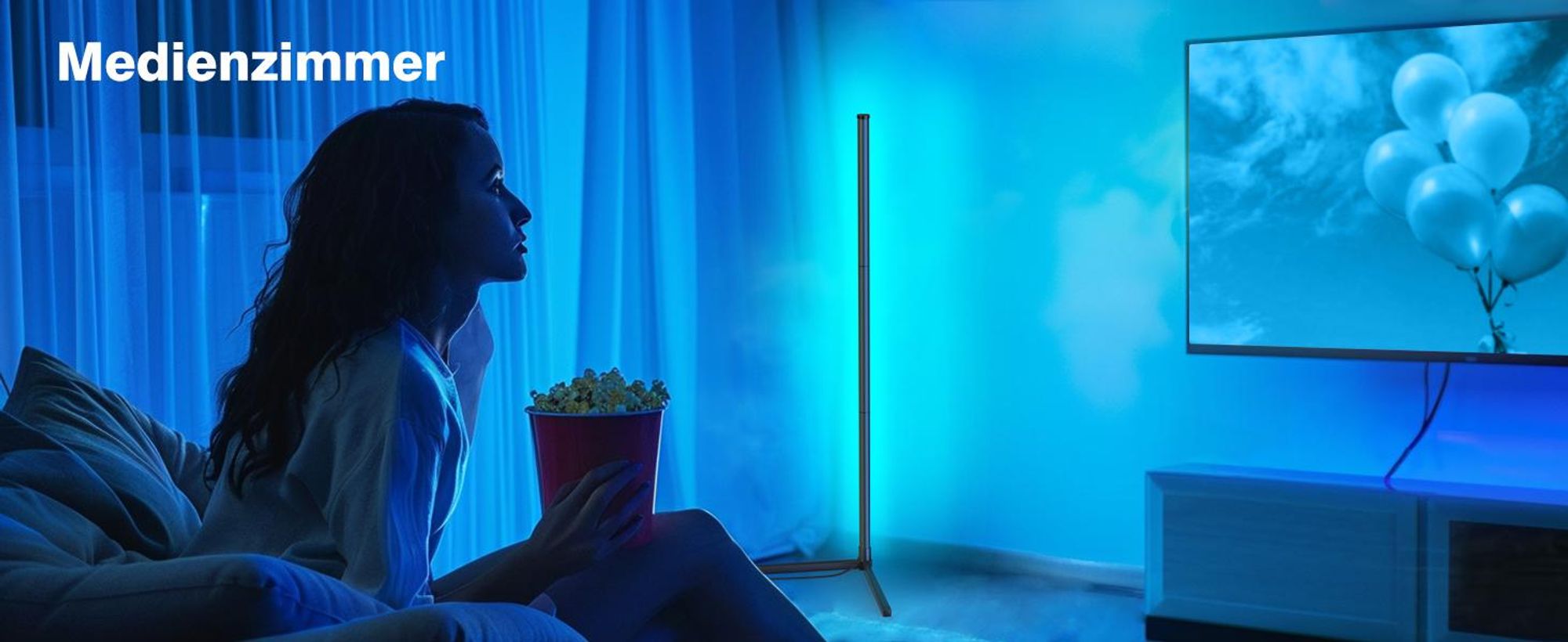 LED Stehlampe, Eckstehleuchte, Stehleuchte, Standleuchte, RGB Dimmbar mit Musik-Synchronisation, Timer, mit Fernbedienung und APP