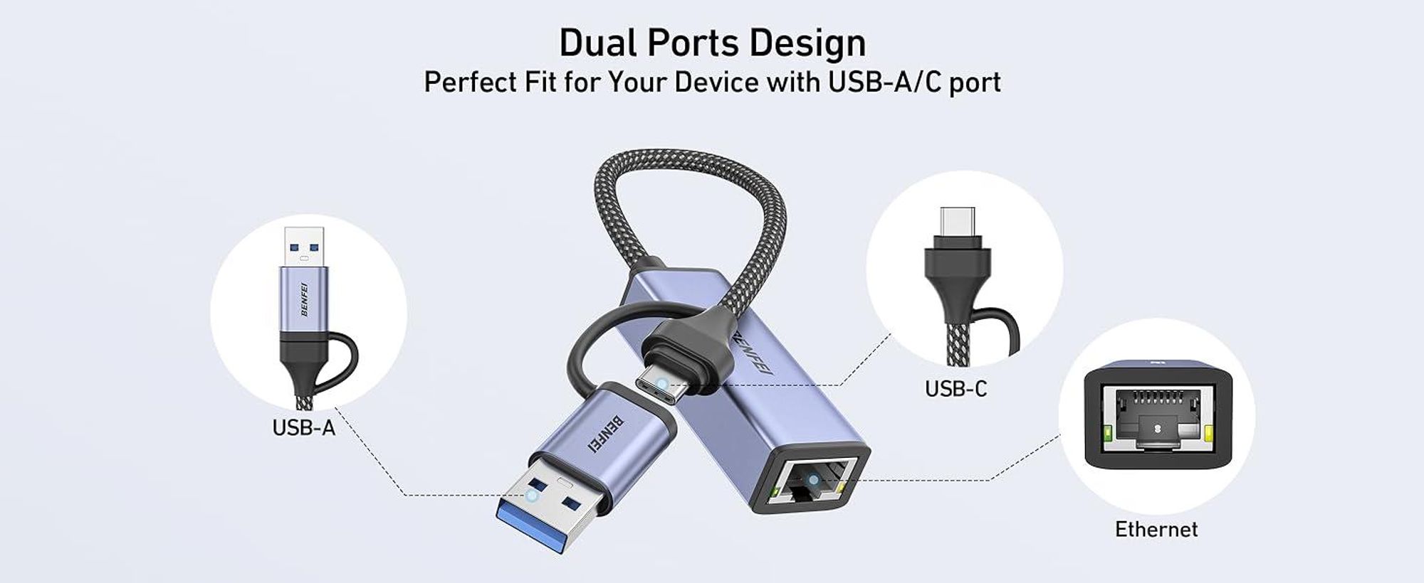 BENFEI kabeladapter USB 3.0/USB C auf Gigabit Ethernet Adapter LAN Netzwerk