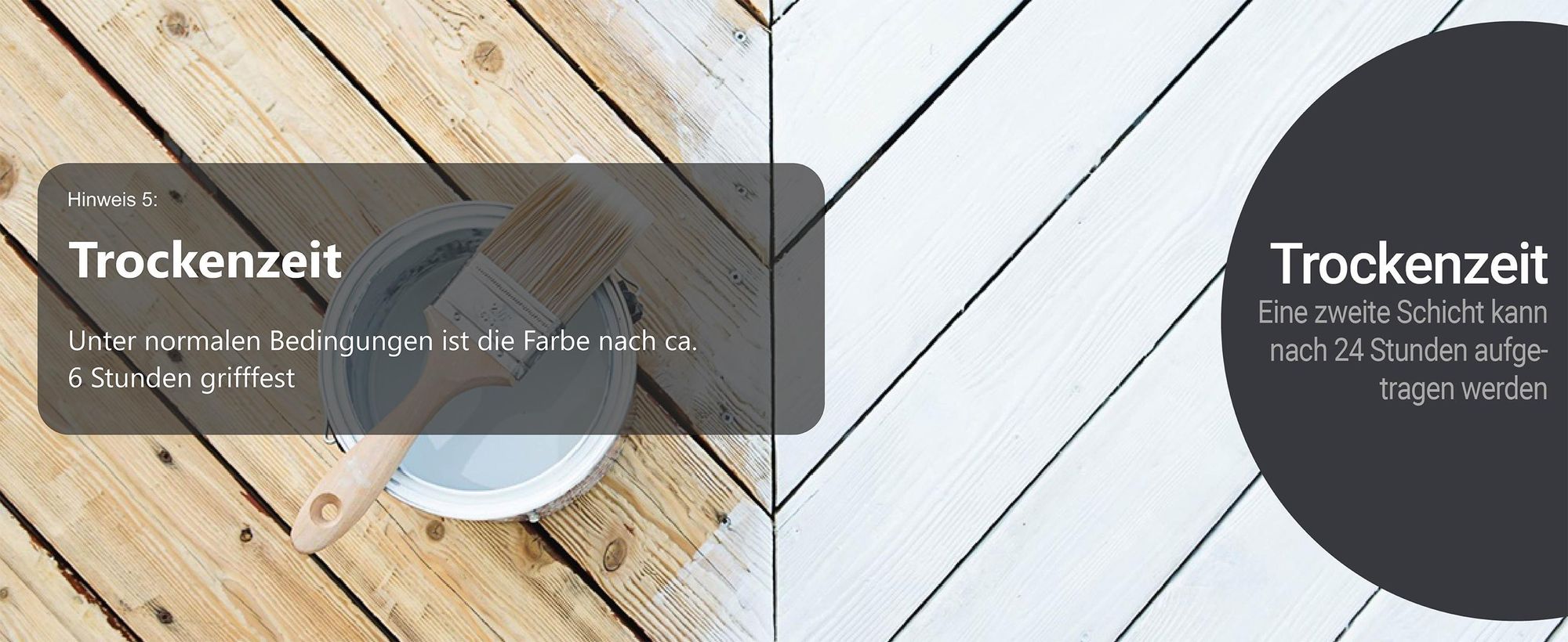 Hinweis zur WO-WE W421 Trockenzeit: nach 6 Std. griffest, zweite Schicht nach 24 Std.