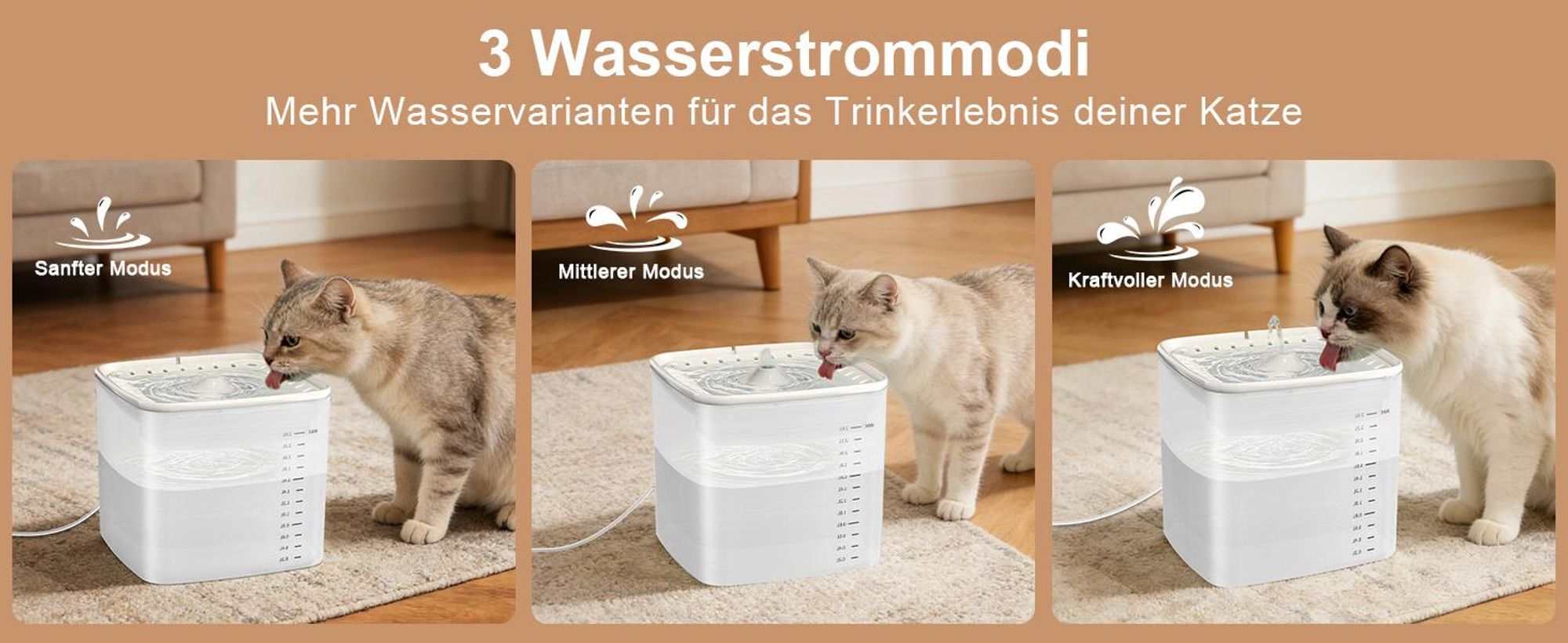 Trinkbrunnen für Katze, Katzenbrunnen, Automatischer Trinkbrunnen für Katzen und Hunde, 3L Wassertank, Leise Wasserpumpe, mit 2 Filterpatronen