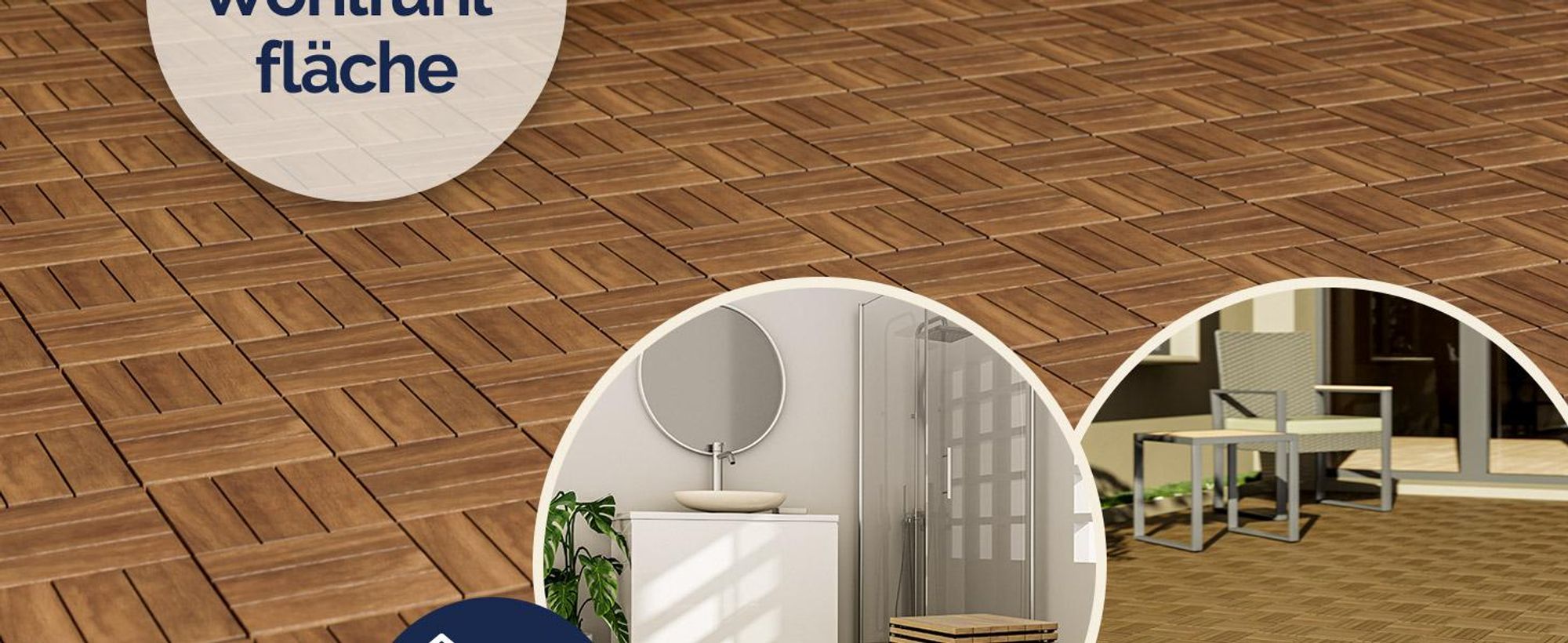 CASARIA® Holzfliesen FSC®-zertifiziertes Akazienholz 4m² Fliese Akazie Mosaik 30x30cm Klicksystem zuschneidbar Terrasse