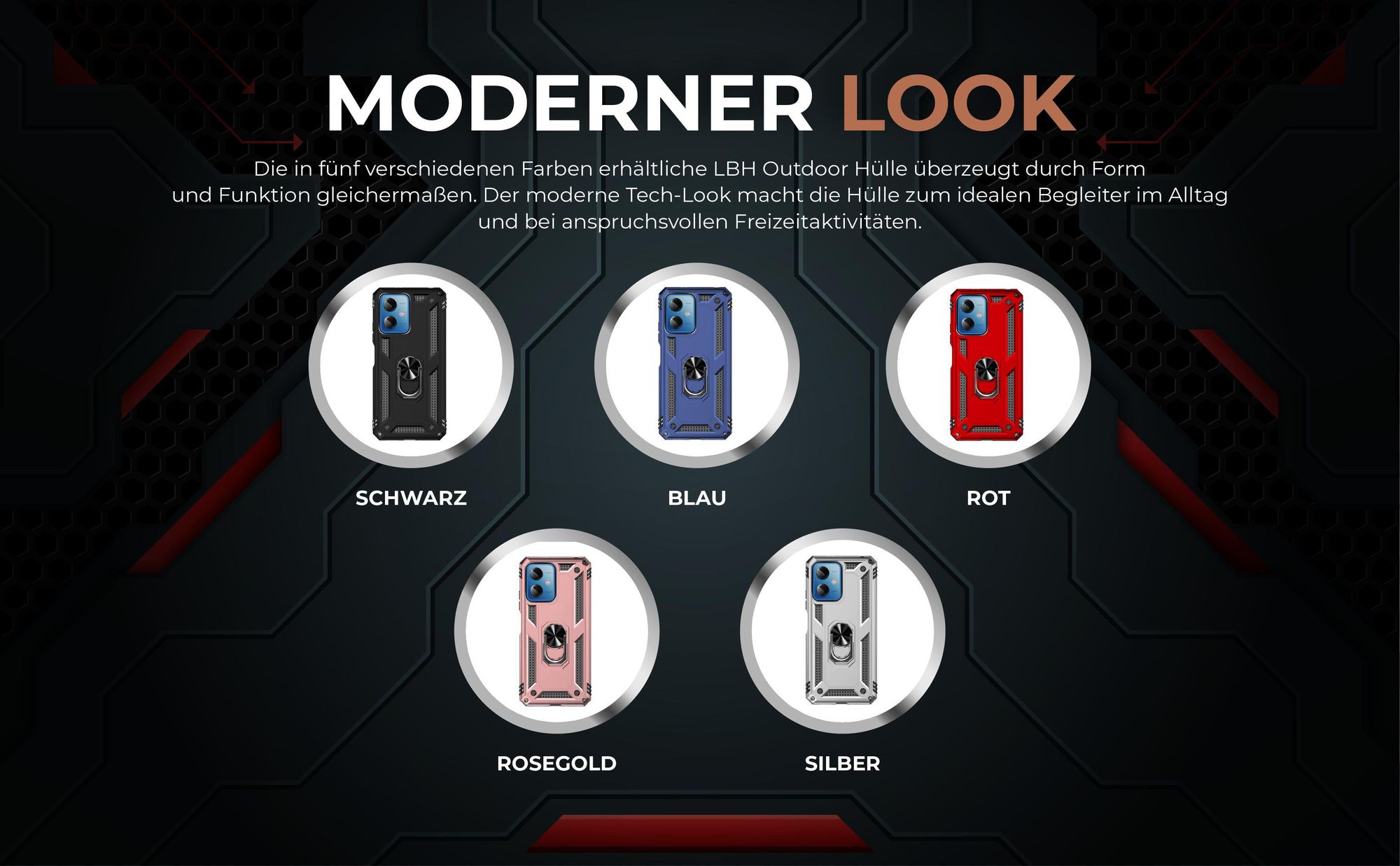 Armorhüllen in Schwarz, Blau, Rot, Rosegold und Silber für Xiaomi Redmi Note 12 5G