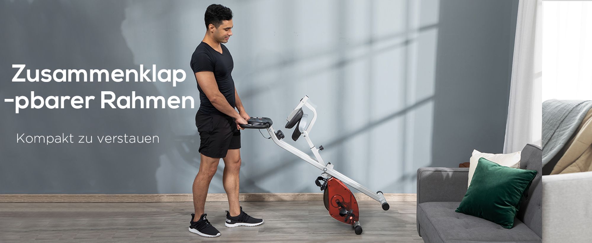 HOMCOM Heimtrainer Fahrradtrainer mit 8 stufig Magnetwiderstand Rot