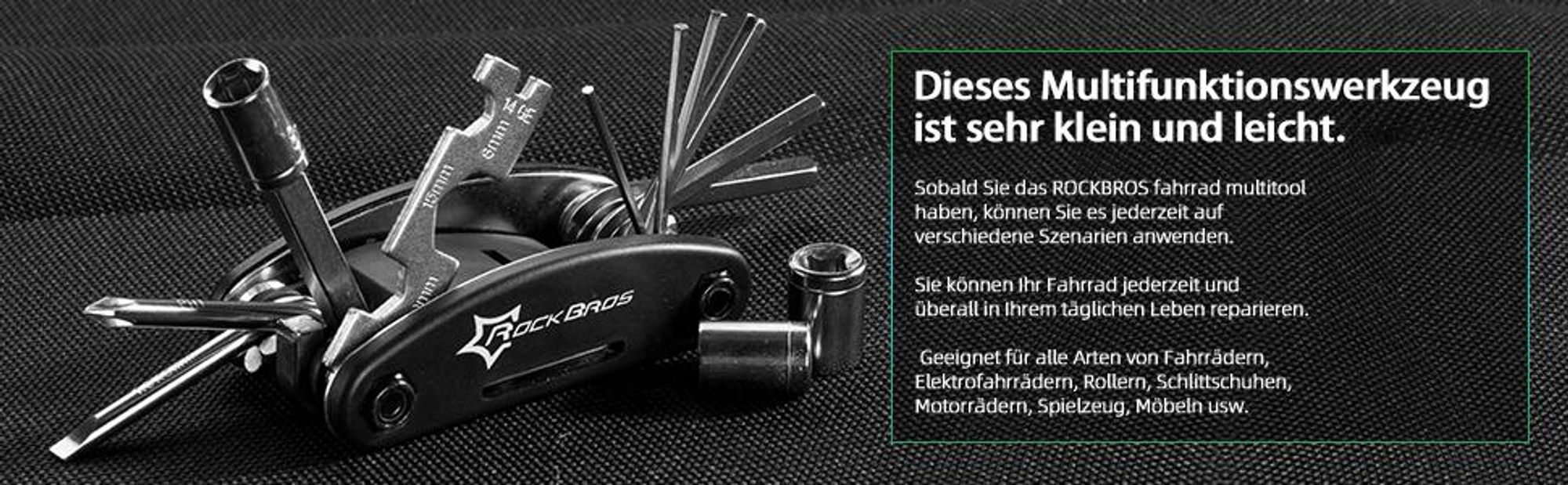 ROCKBROS Fahrrad Multifunktionswerkzeug 16 in 1 Reparatur Werkzeug Set
