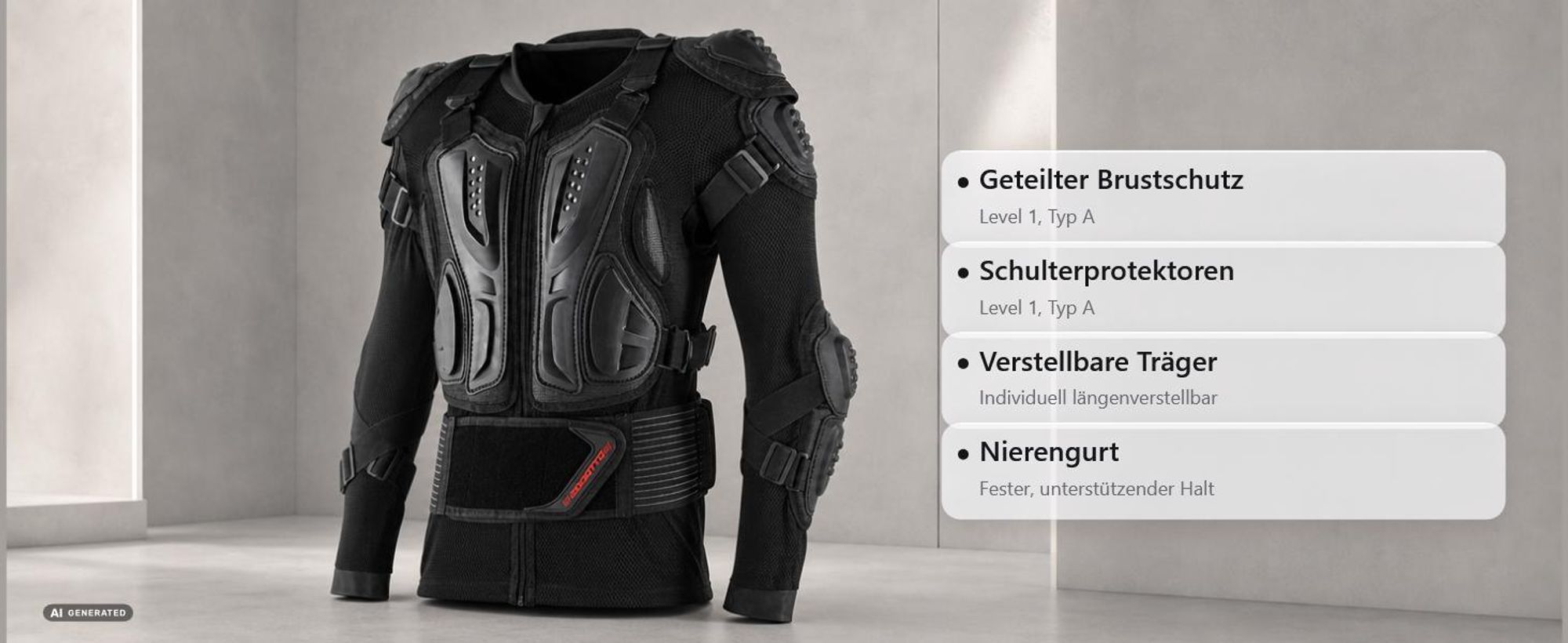 Bogotto PRO-XI Evo Protektorenjacke, schwarz, L