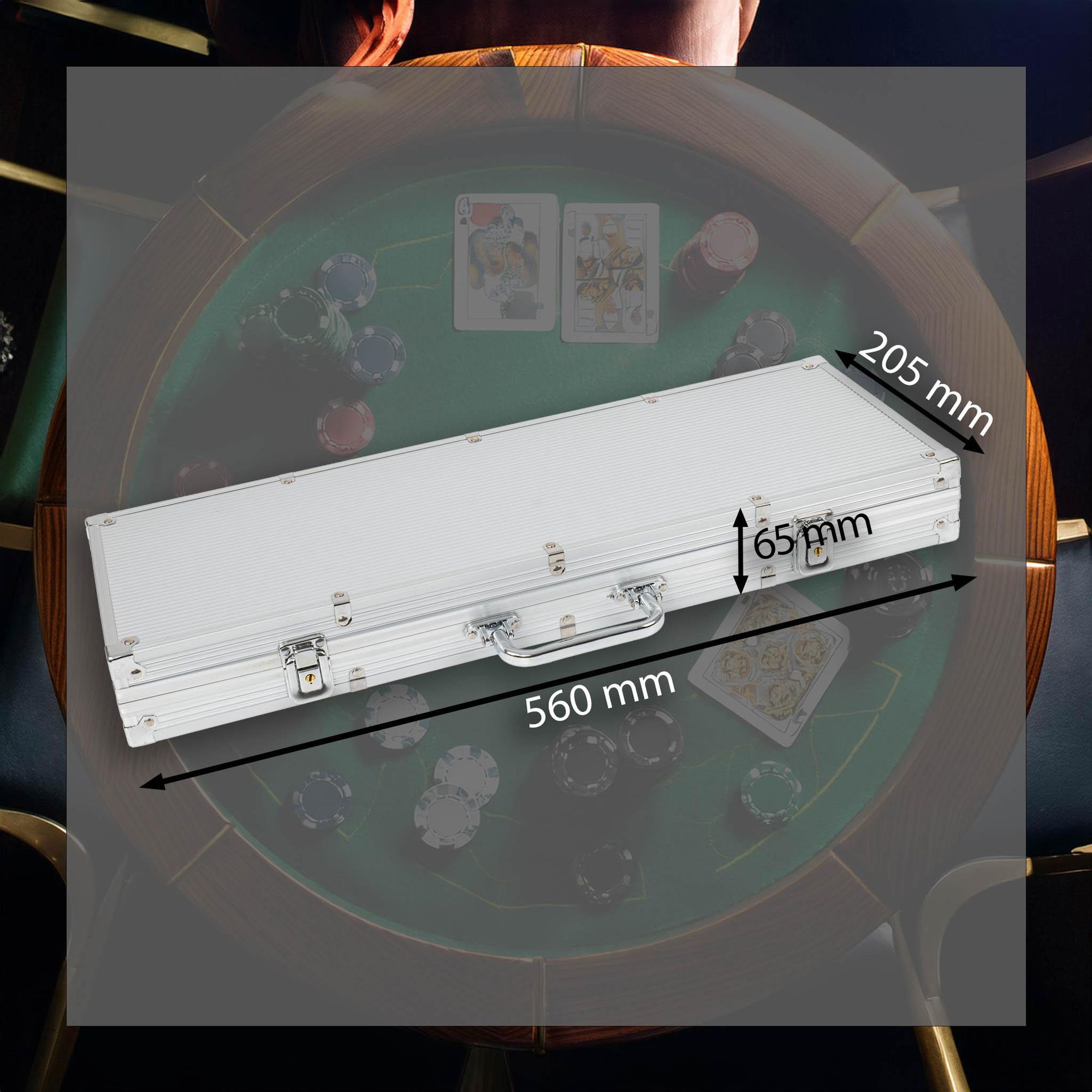 Poker Set Premium 500 Chips 11,5g mit Metallkern – 6 Wertstufen, Aluminium Koffer, 2 Kartendecks & Zubehör