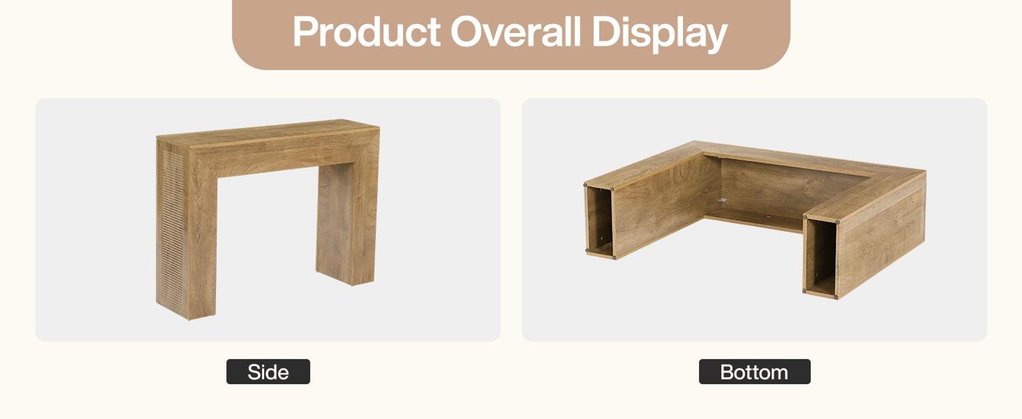 Tribesigns 110 cm Konsolentisch, Landhaus-Sofatisch Holz, moderner kleiner Akzent-Konsolentisch, geriffeltem Design Flur Eingangsbereich, Braun
