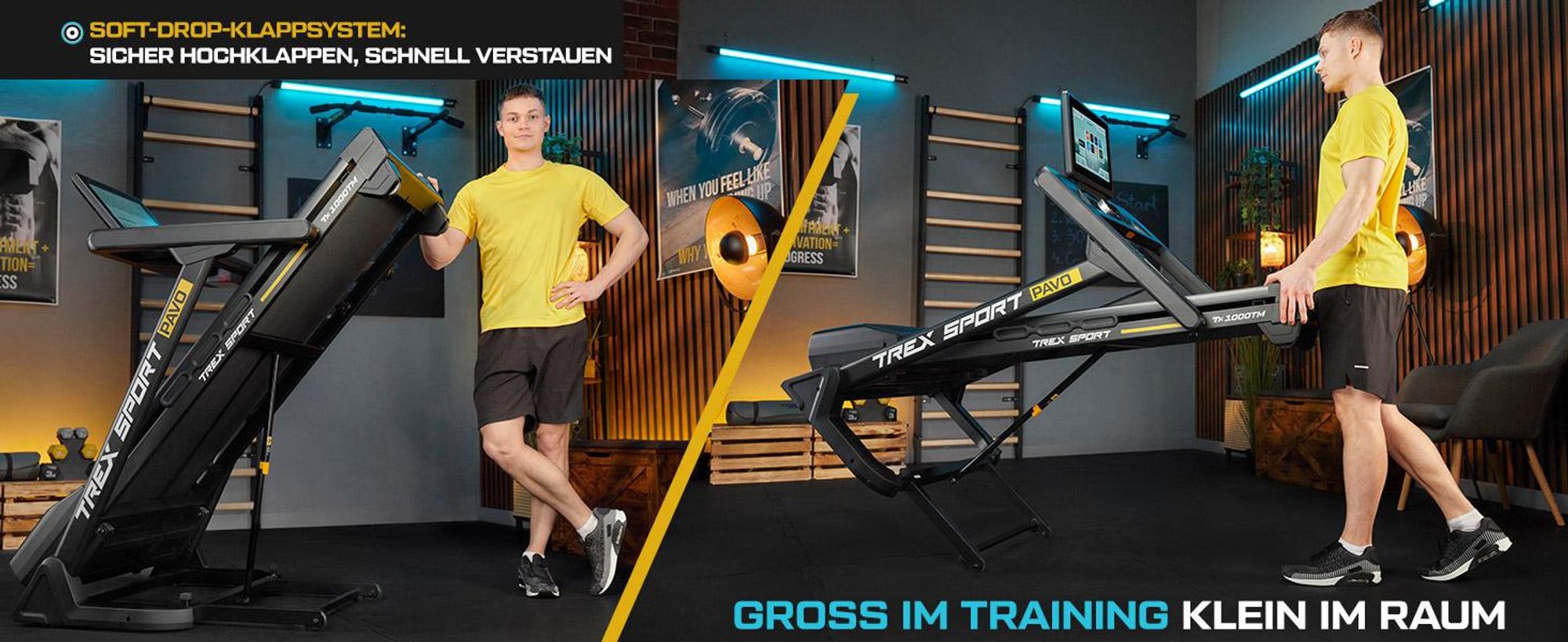 TREX SPORT Laufband für zuhause klappbar elektrisch TX-1000TM PAVO | Treadmill mit LCD-Touchscreen, bis 16 km/h, 24 Programme, 130 kg Benutzergewicht
