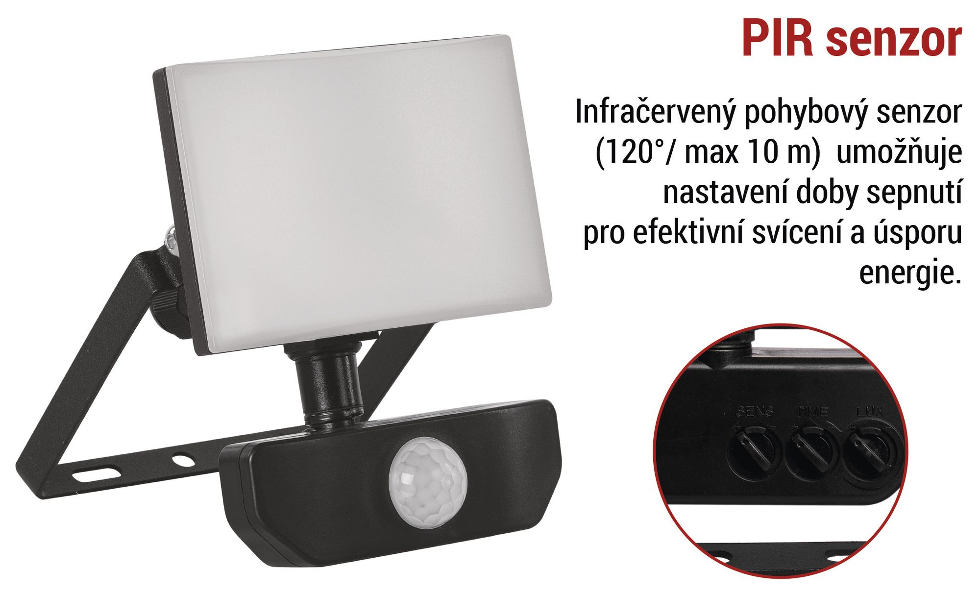 EMOS LED reflektor Tambo s detektorem pohybu, tenký hliníkový reflektor, vodotěsný, neutrální bílá, 1000 lm, 10 W, pro venkovní použití, černý, ZS2912