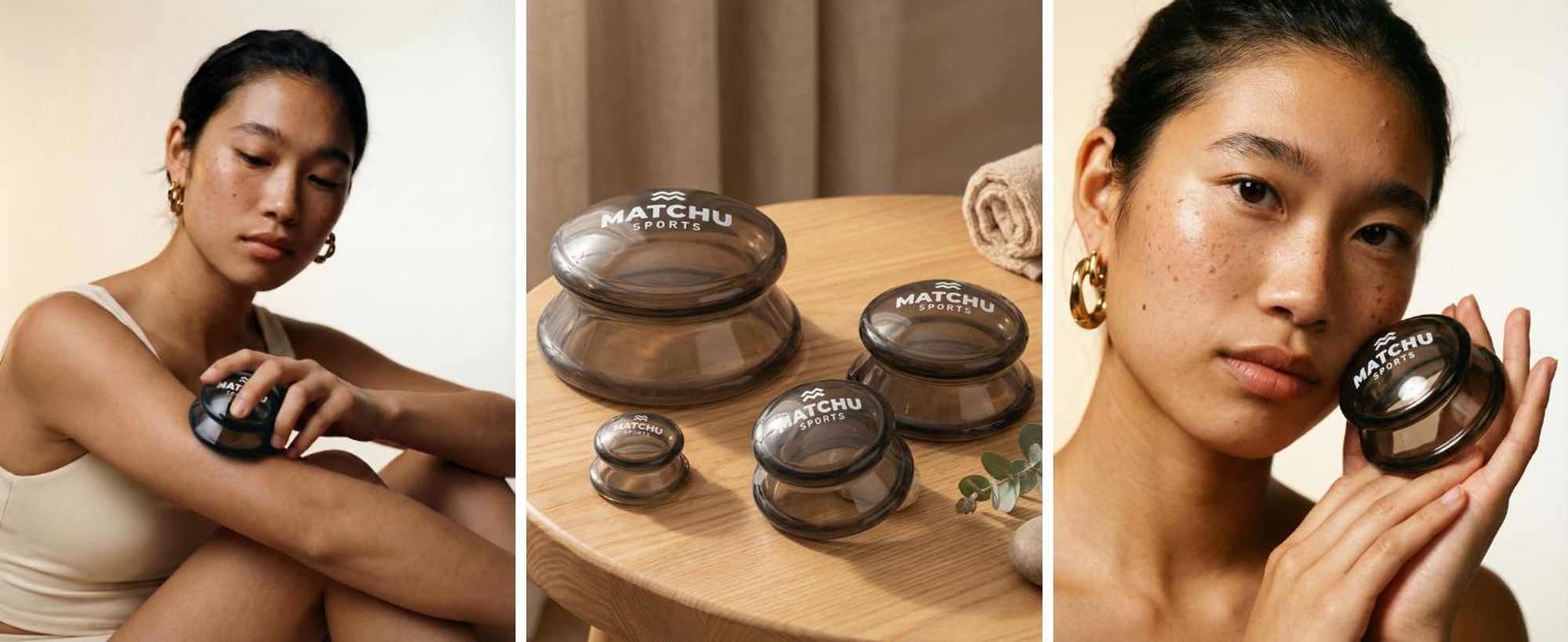 Matchu Sports Schröpfgläser aus Silikon – 4er Schröpfen-Set in 4 Größen – Massage- und Cellulite-Cups für Gesicht und Körper – Dunkelgrau