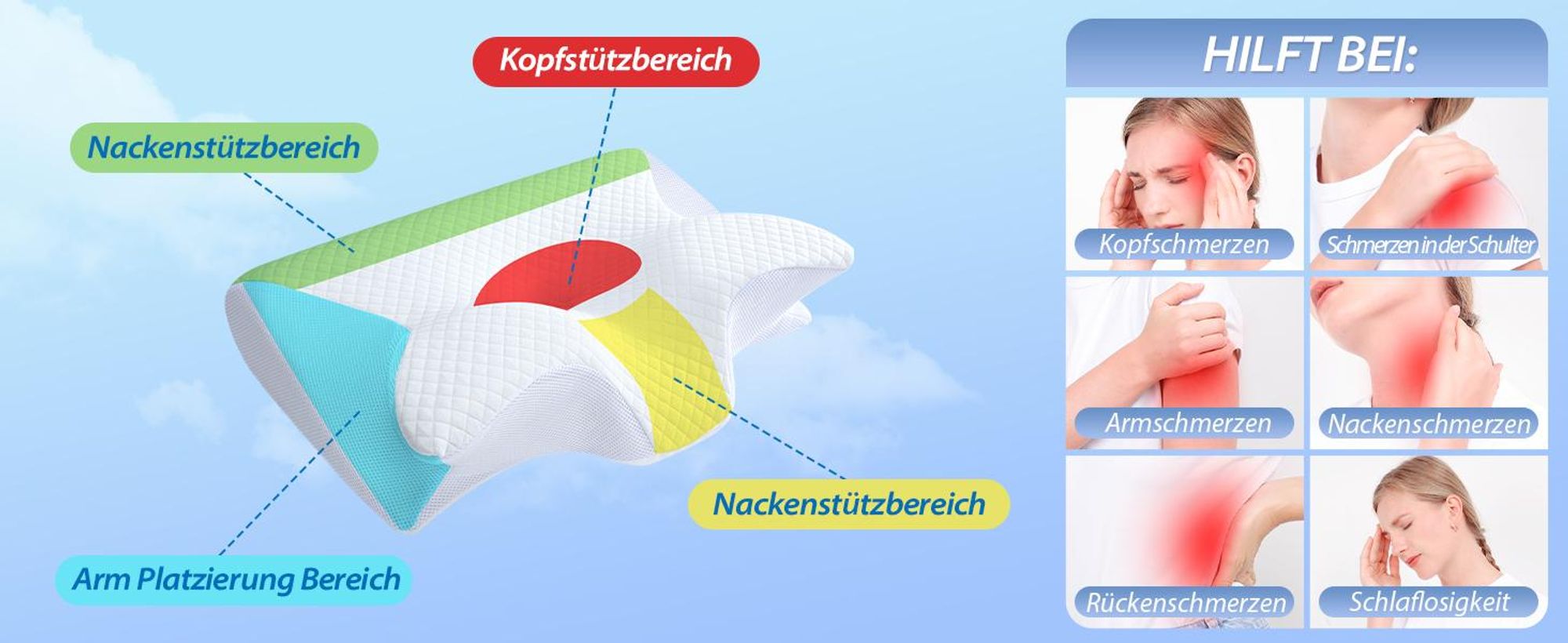 Nackenkissen, Memory Foam Kissen, Orthopädisches Kissen, Kopfkissen, Schlafkissen, Gegen Nackenschmerzen, für Seitenschläfer & Rückenschläfer