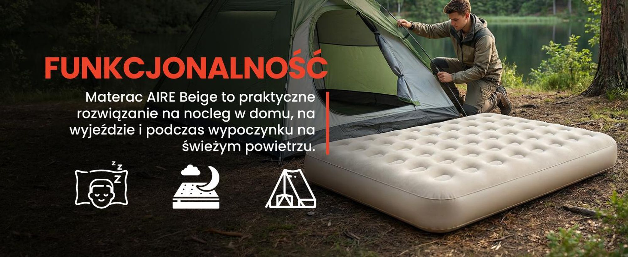 Dwuosobowy materac dmuchany z wbudowaną pompką do 300 kg