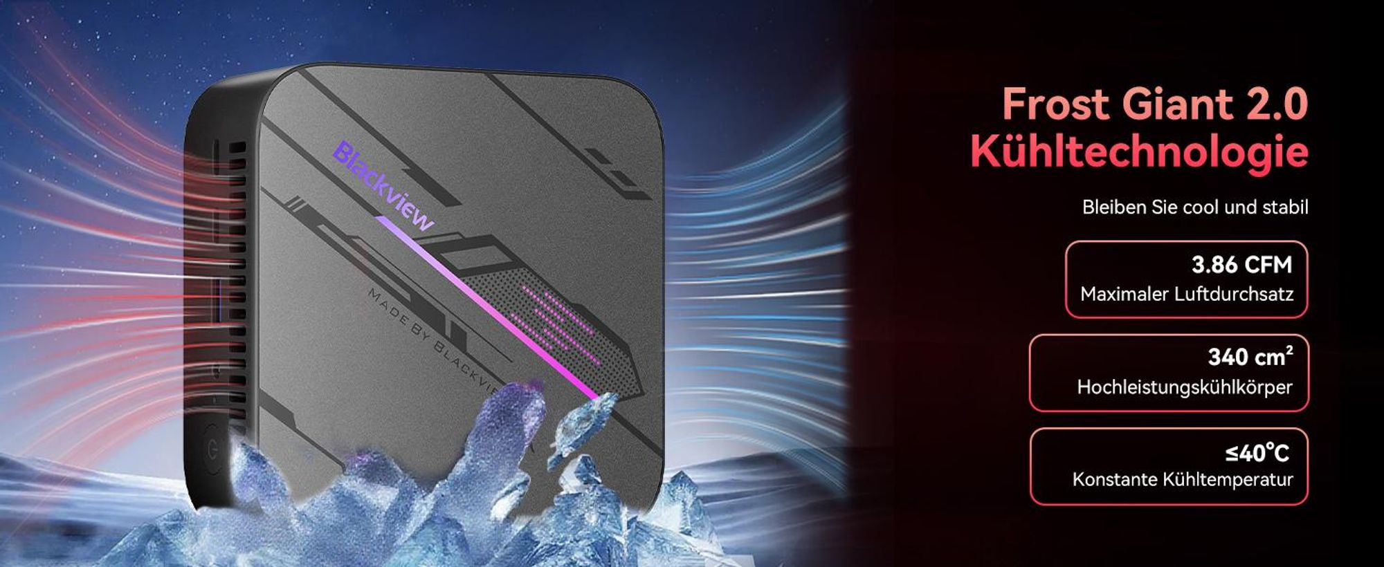Blackview MP100 Mini PC Gaming AMD Ryzen 5 7430U(6C/12T, bis zu 4.3 GHz), 32GB RAM LPDDR4 1TB NVME PCIe3.0 SSD, WiFi 6/4K UHD/USB 3.2*2/Type C 3.0*2