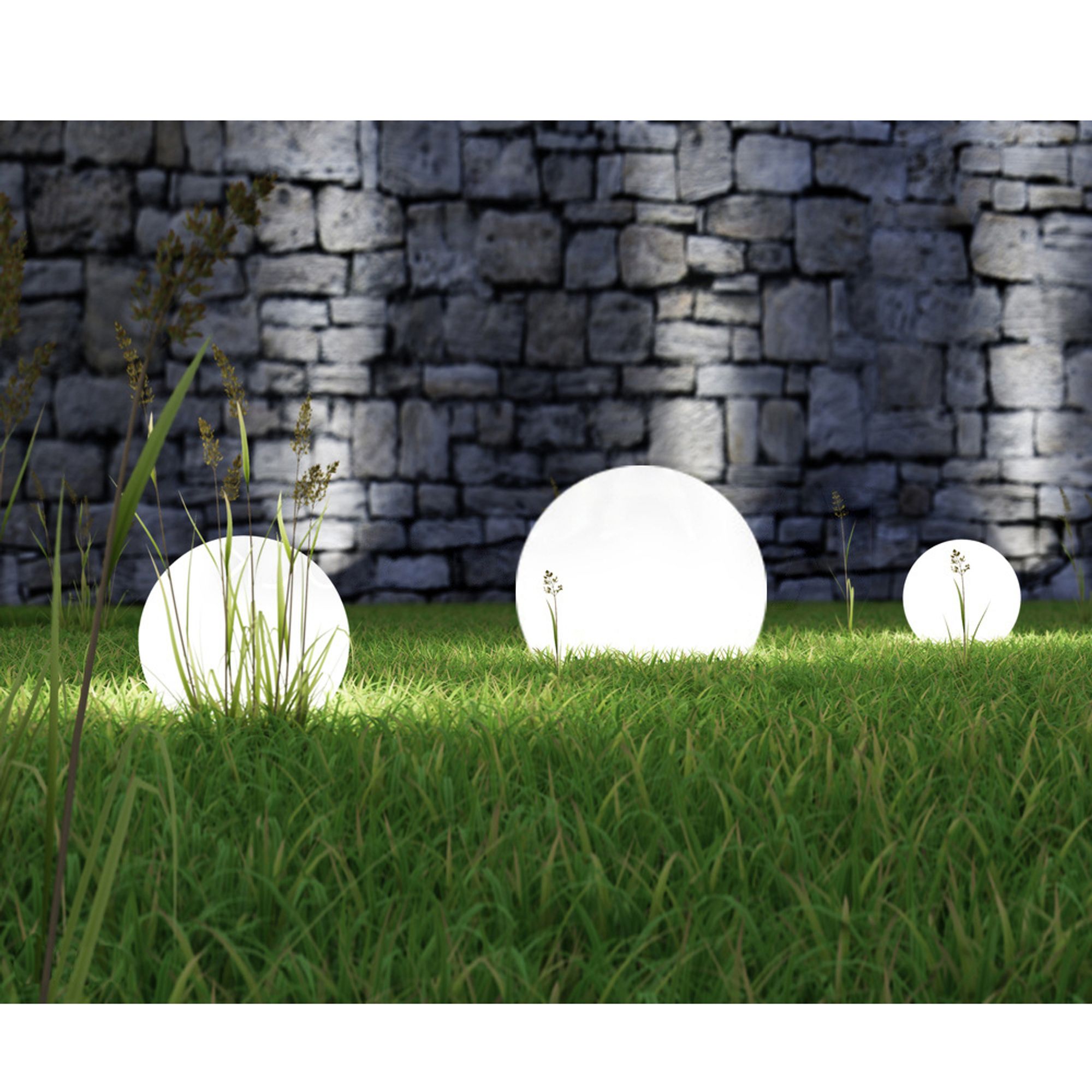 4x GreenBlue Solarlampe, freistehend Garten Kugel 25x25x58cm weiße LED GB166