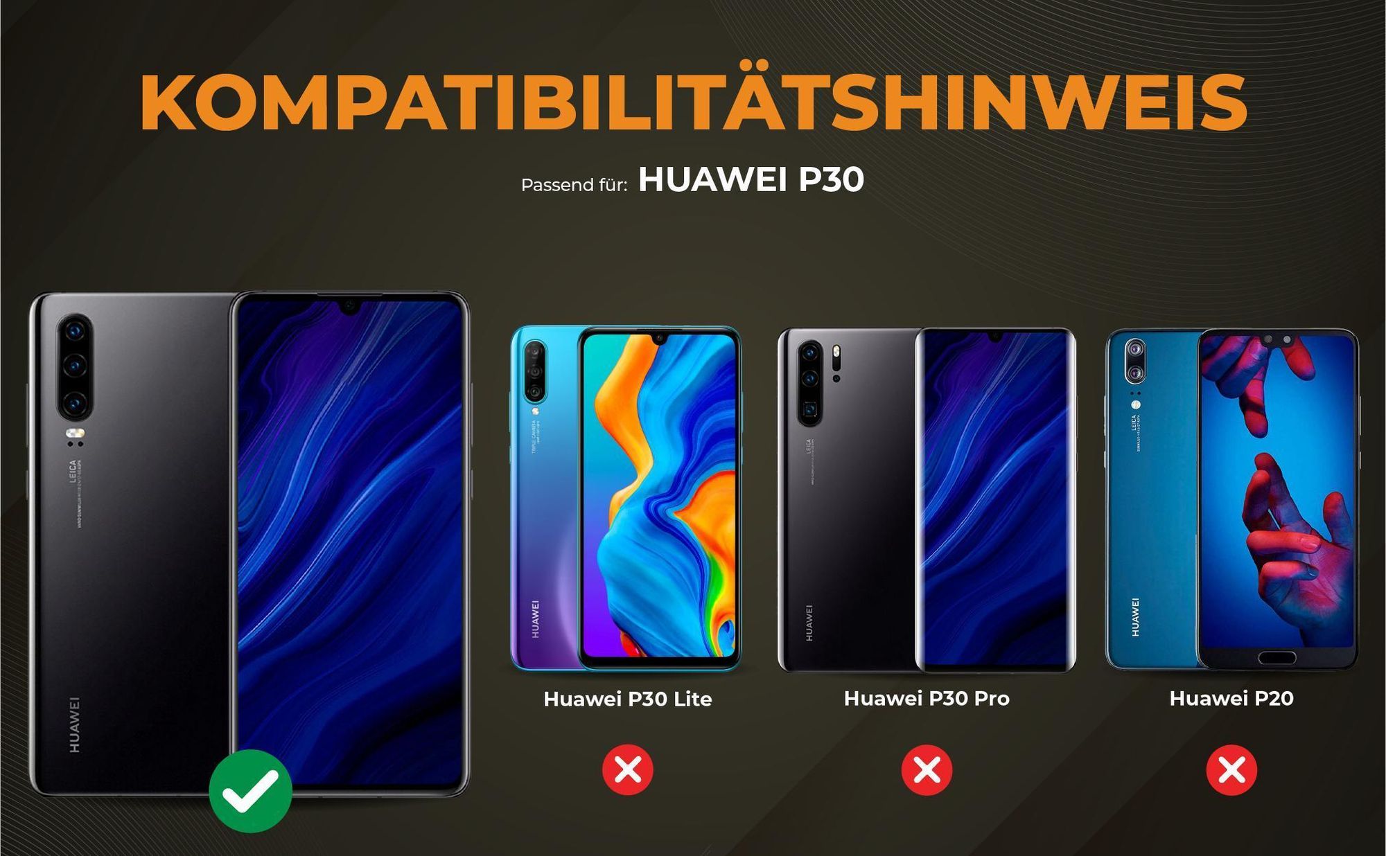 Kompatibilitätshinweise Hülle für Huawei P30
