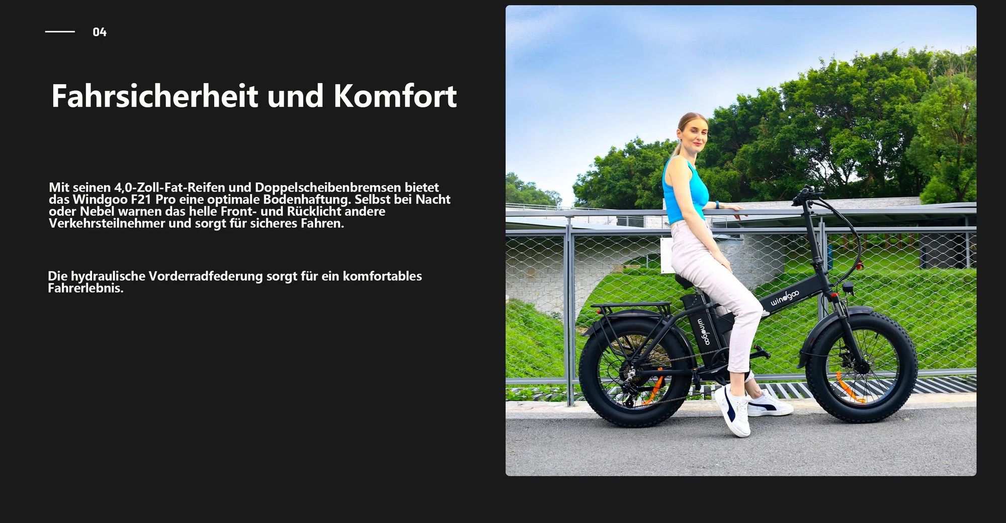 Windgoo F21 Pro Elektrisches Fahrrad - Motor 250W Batterie 48V 12.5Ah 20x4.0 Zoll Fett - Schwarz