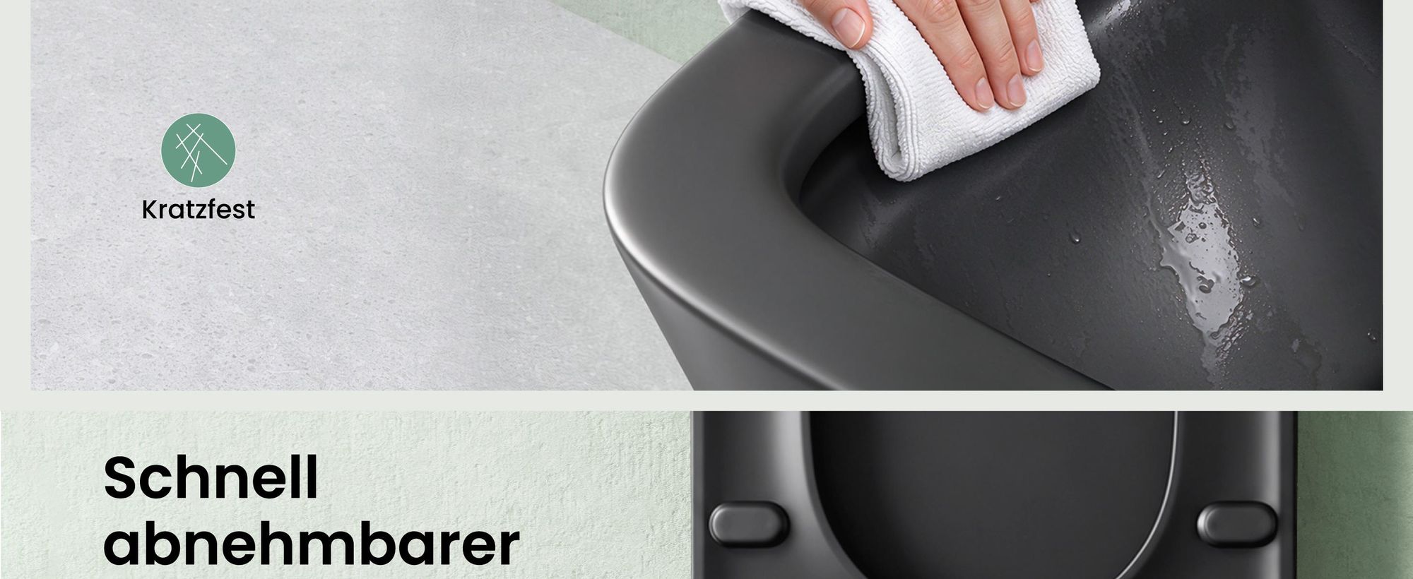 Mai & Mai Spülrandlos Wand-WC Hänge-WC Toilette inkl. Softclose WC-Sitz Absenkautomatik Hänge-Toilette easyclean Schwarz matt Aachen112
