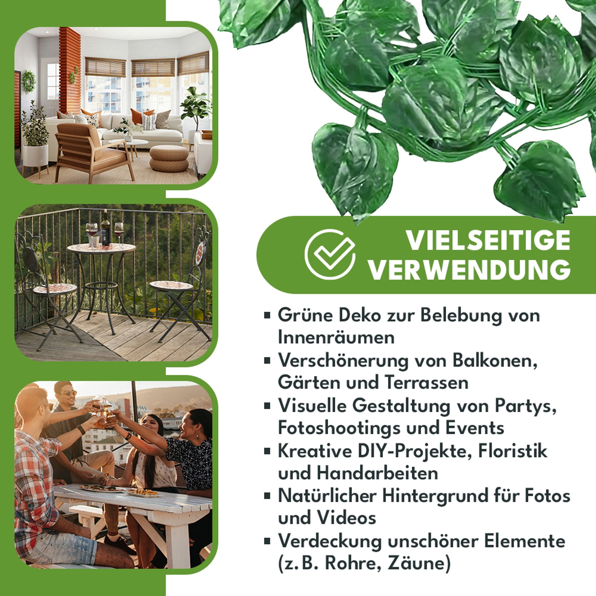 KRUMAD Knstlich Efeu Girlande 12 Stck Set 27,5 m