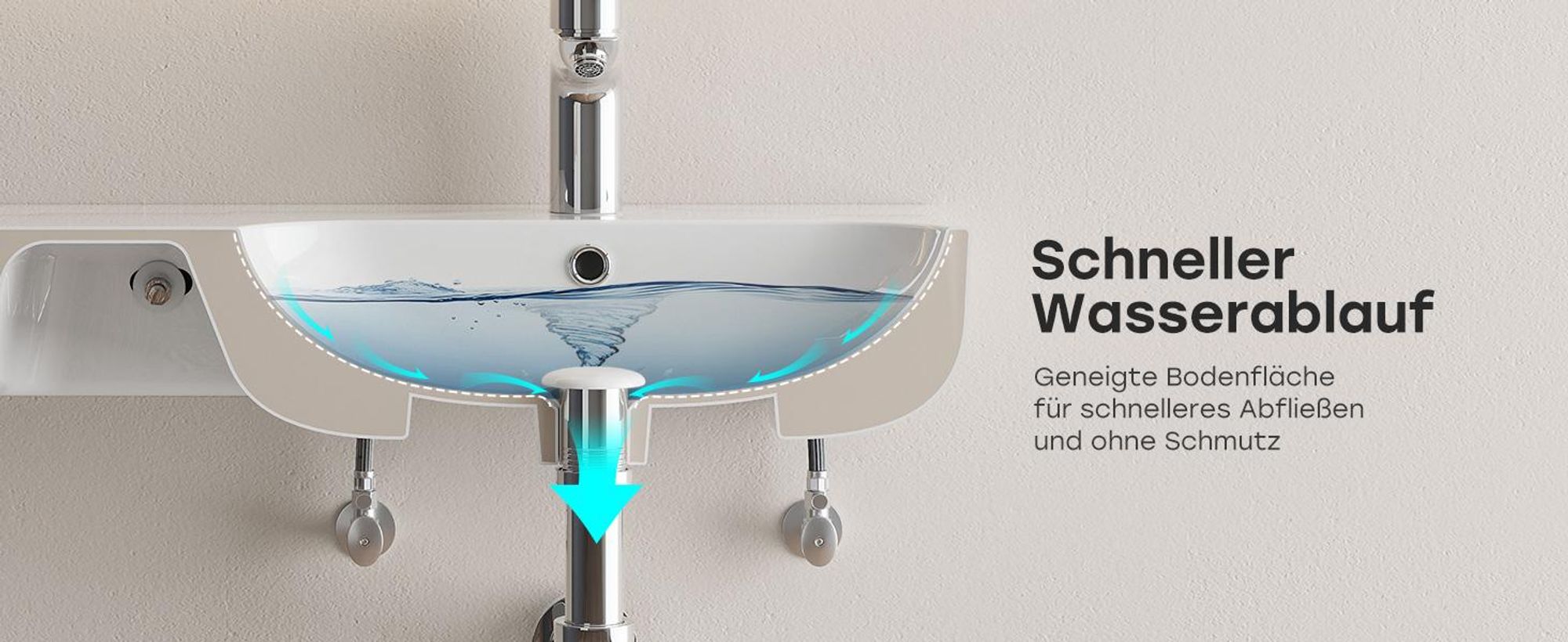 HOROW 72 x 45 cm wandmontage Waschbecken mit Ablage, Bad Hängewaschbecken Weiß Keramik mit Hahnloch und Überlauf