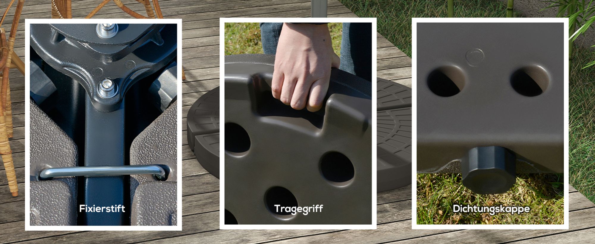 Outsunny Schirmgewicht 4-tlg. Schirmständer mit  Wasser oder Sand befüllbar