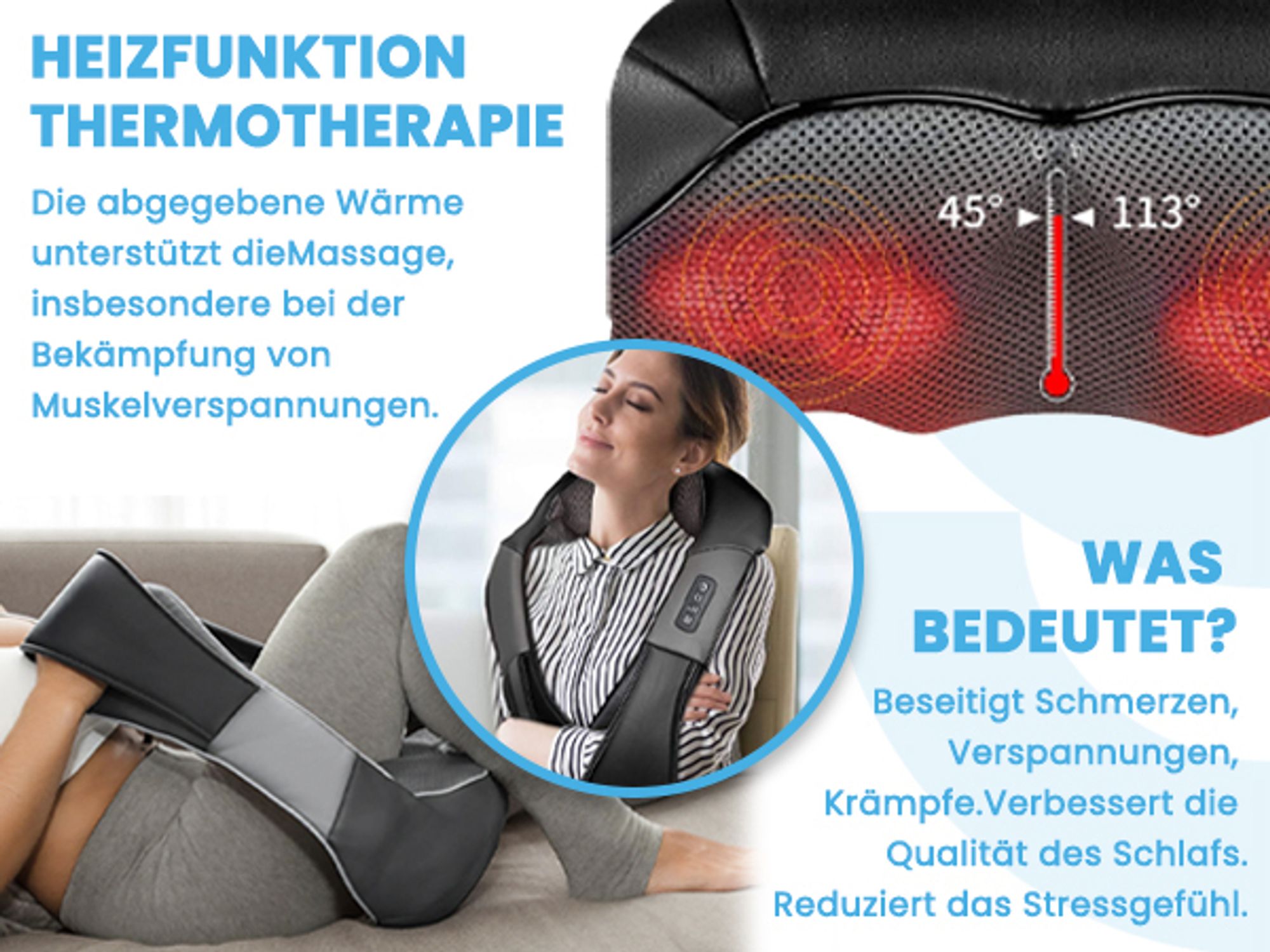 Nackenmassagegerät Shiatsu Nacken, Rücken, ganzer Körper, Massagegerät