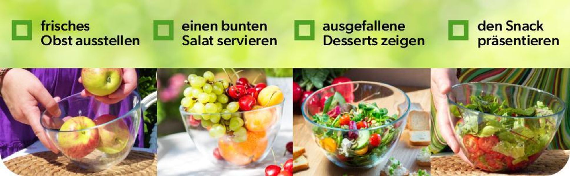 KADAX Salatschüssel aus Glas, ovale Glasschale, 17 cm, Glasschüssel, Glasschälchen