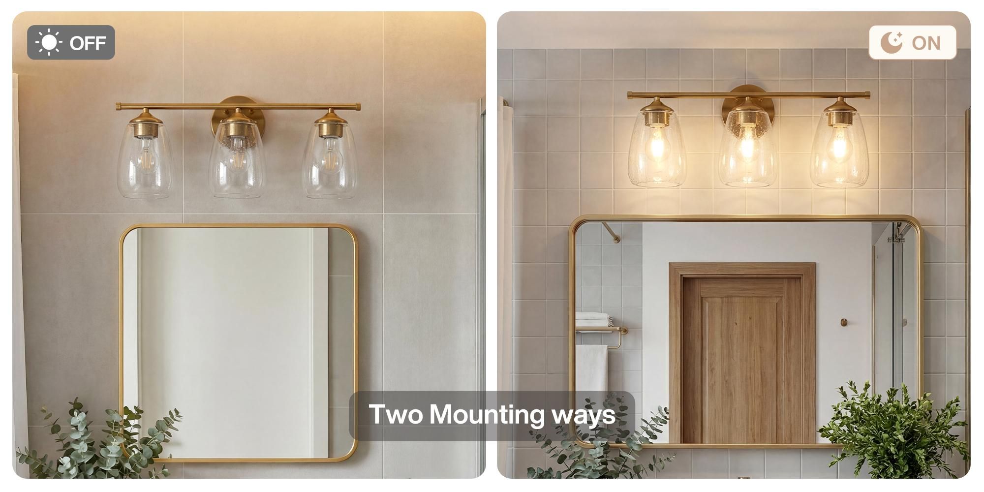 Wandleuchte Waschtischleuchte mit Blasenglas, Gold Nachttischlampe, Wandlampe