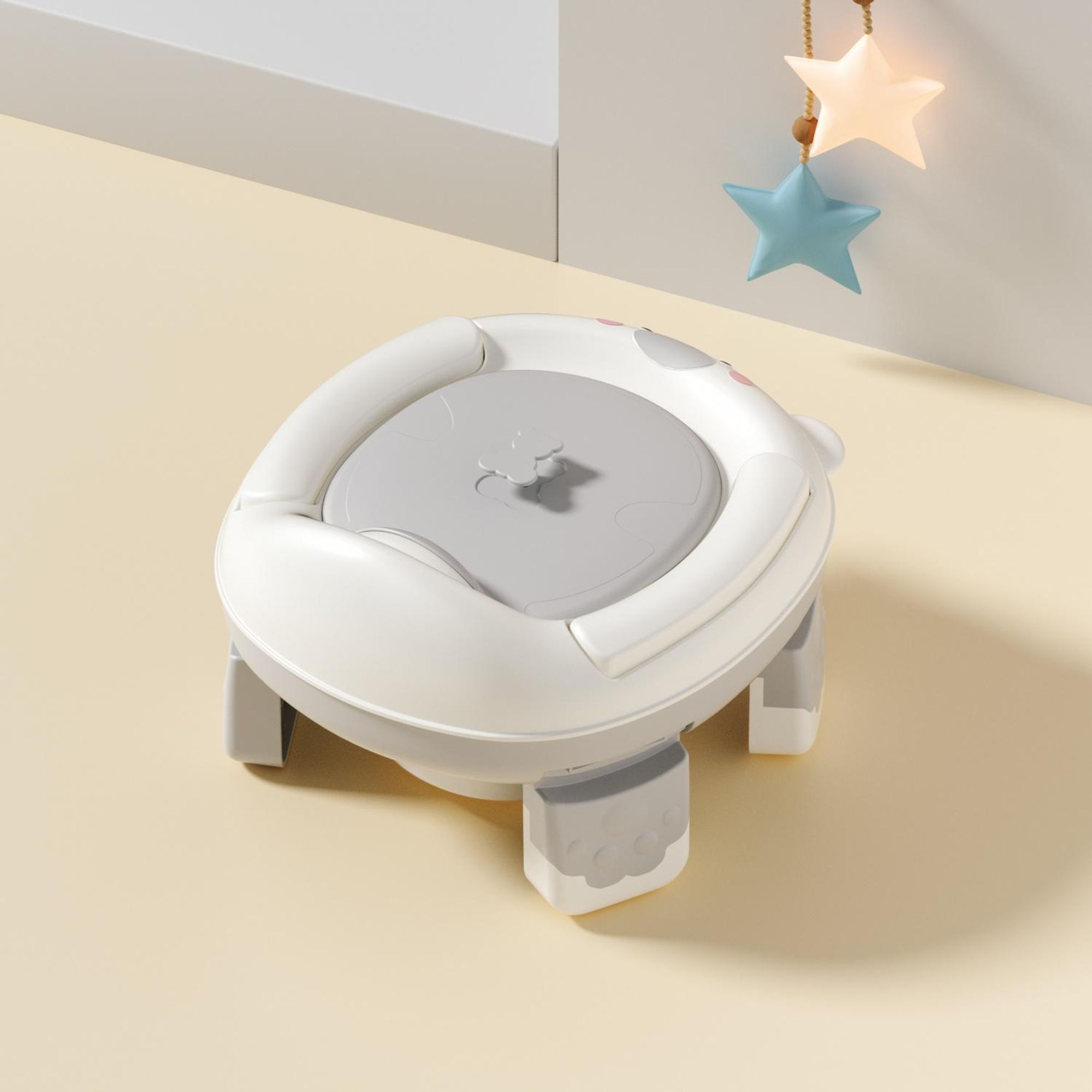 Tragbarer Toilettensitz Reise-Toilette – Faltbar, Leicht zu Reinigen, Grau