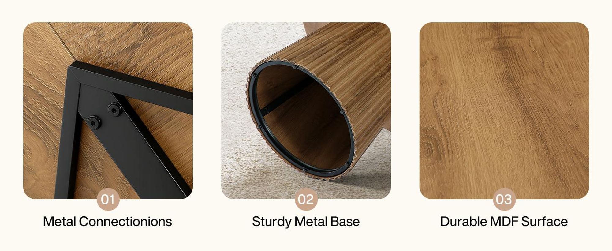 Tribesigns 120 cm Runder Esstisch für 4-6 Personen, Küchentisch im Landhausstil, Esszimmertisch aus Holz mit geriffeltem Sockel für Esszimmer, Küche