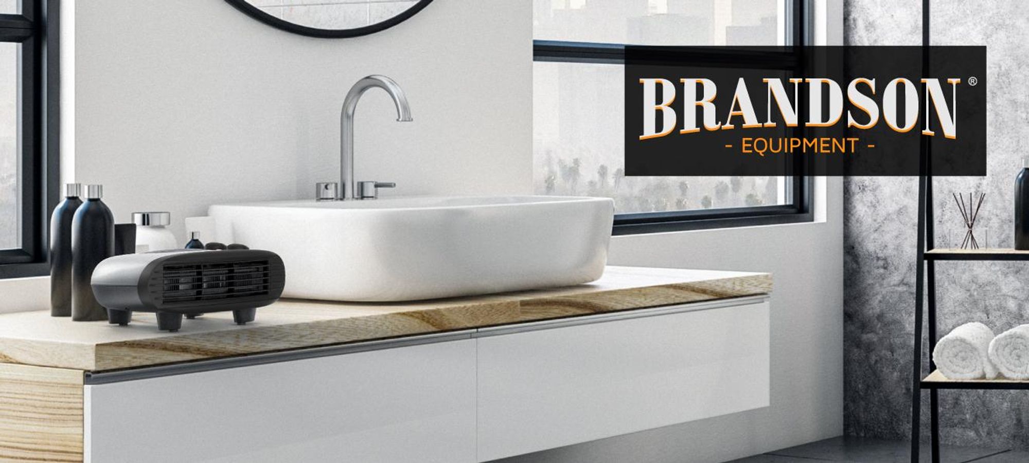 Brandson Heizlüfter 2000W, 2 Leistungsstufen, Thermostat, energiesparend, leise, Überhitzungsschutz, automatische Abschaltung, Grau