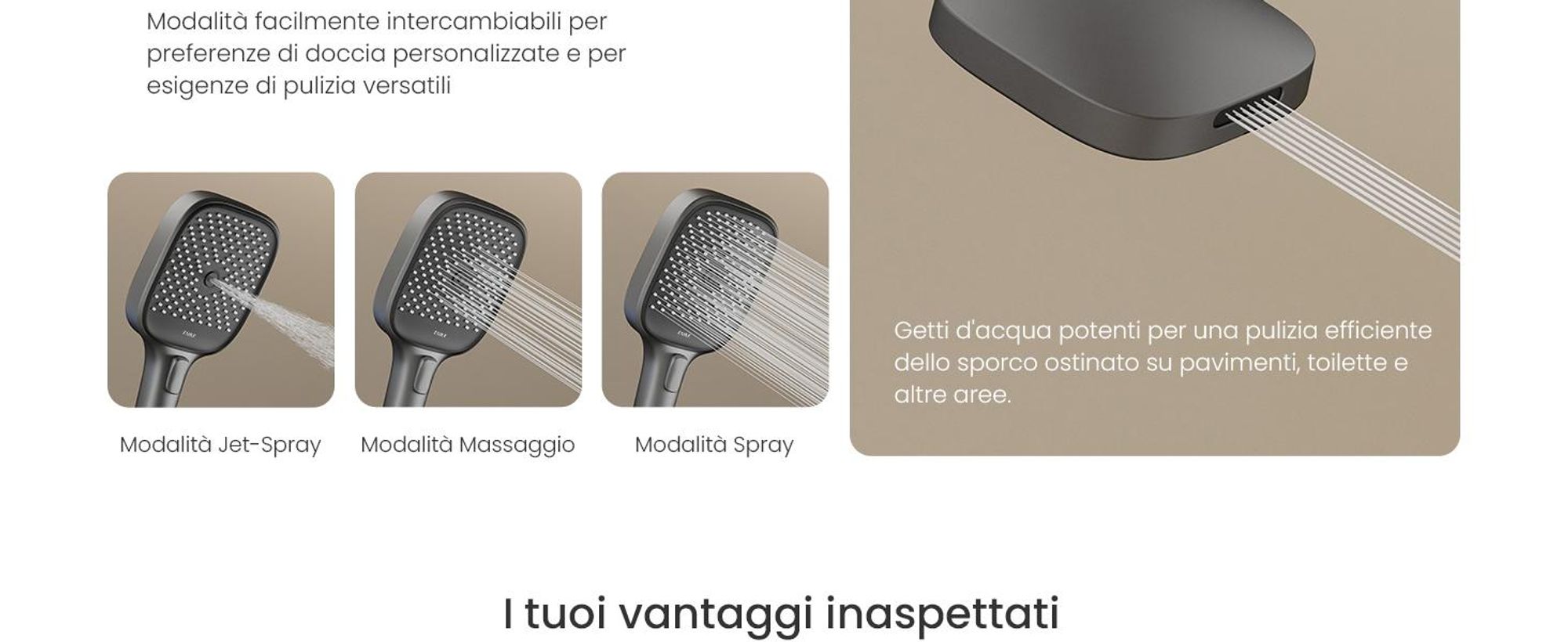 Sistema doccia EMKE con termostato, antracite opaco - Flusso d'acqua regolabile, doccia a pioggia 36x24 cm, doccetta con 4 getti