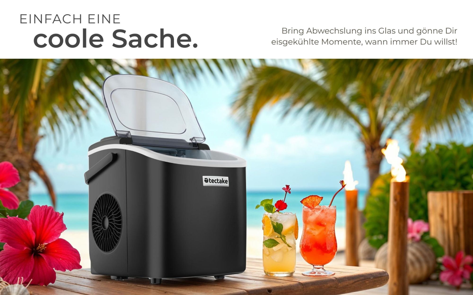 tectake® Eiswürfelmaschine Arctic 1,2 l Wassertank, 2 Eiswürfelgrößen