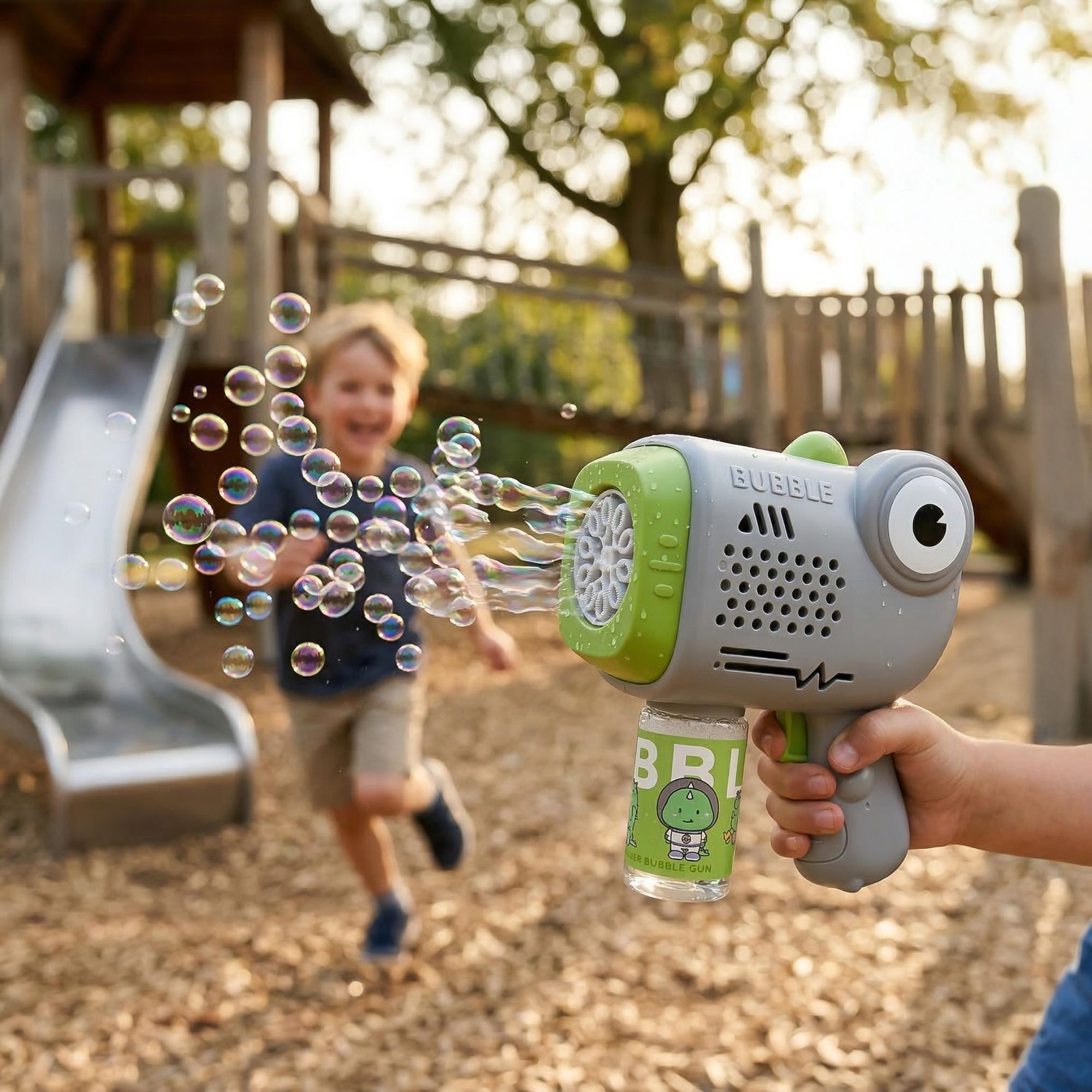 Seifenblasenpistole Dinosaurier Seifenblasenmaschine Dino Seifenblasengenerator mit Seifenblasenflüssigkeit Kinder Spielzeug | EVI
