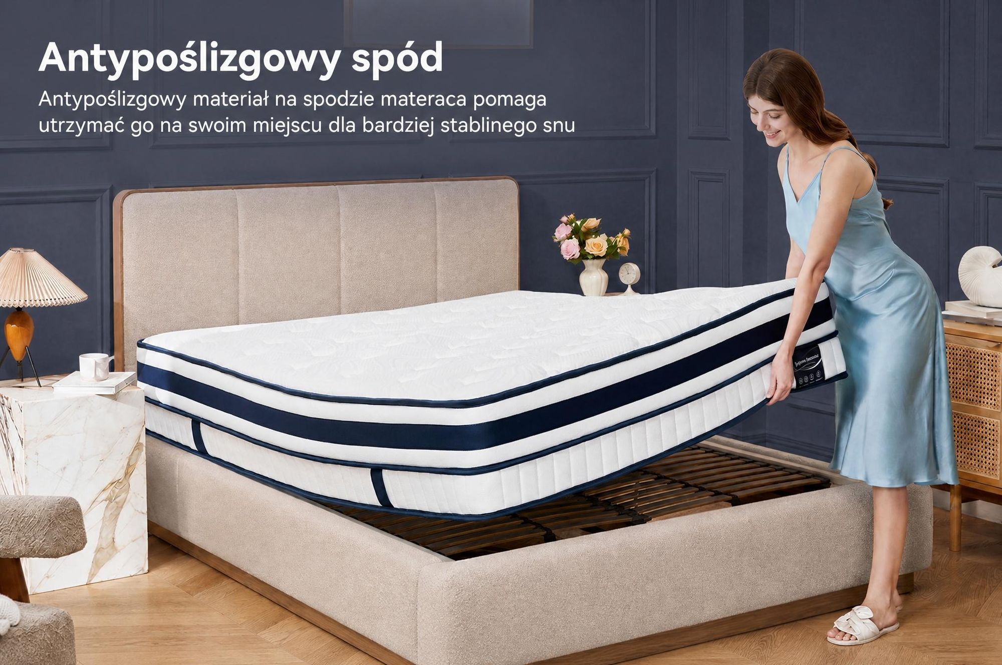 Materac 90x200 30 cm zintegrowany topper, 7‑strefowy materac kieszeniowy sprężynowy H3/H4