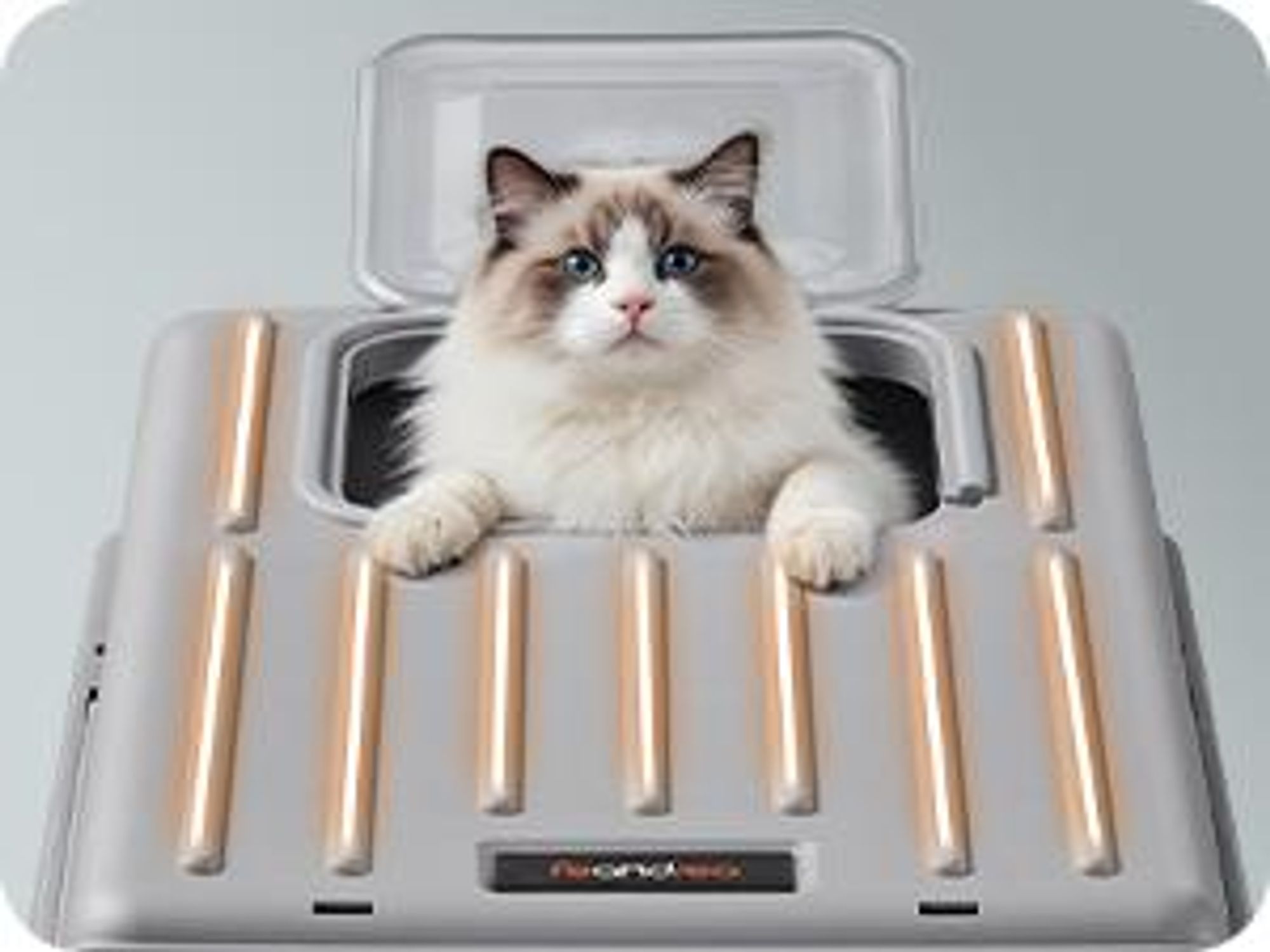 Feandrea Katzenklo Edelstahl, Katzentoilette mit Deckel, mit Schaufel, Katzenstreumatte und 2 Eingängen, für Katzen bis 15 kg, taubengrau