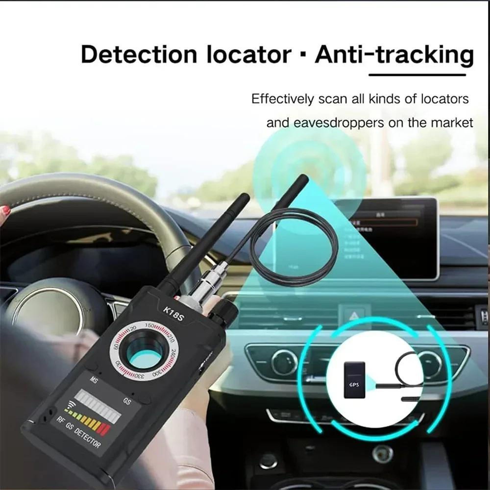 K18S Drahtlose Detektorkamera Multifunktionaler, intelligenter Rückfahrkamera-Finder für Autos (1 MHz–6,5 GHz) mit Erkennung der GPS-Signalstärke