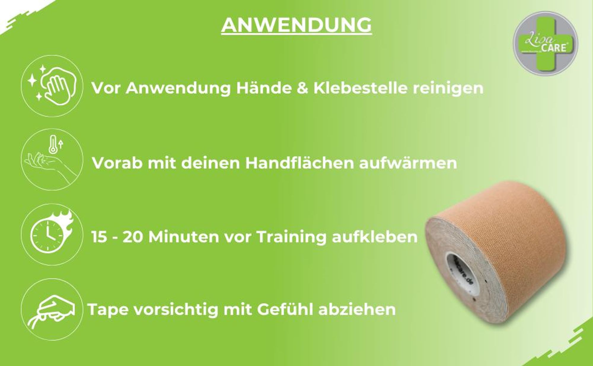 LisaCare Kinesiologie Tape - Schwarz - 5cm x 5m