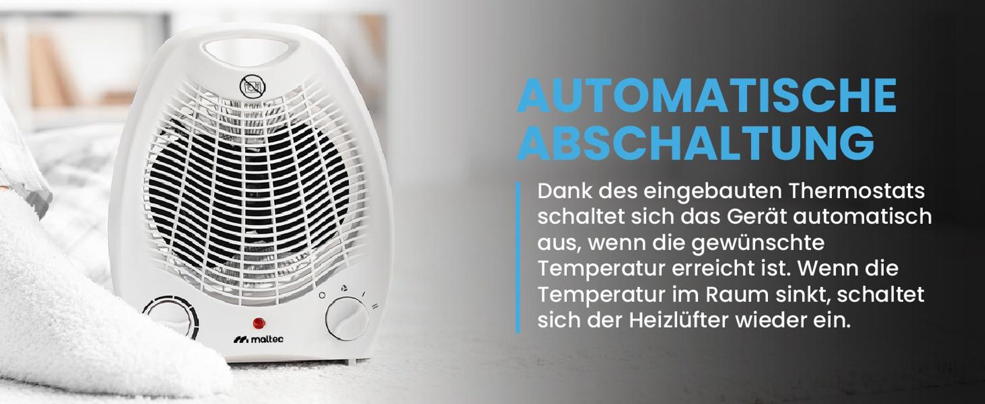 Elektrischer Heizgebläse Temperaturregelung mit Überhitzungsschutz 2000W