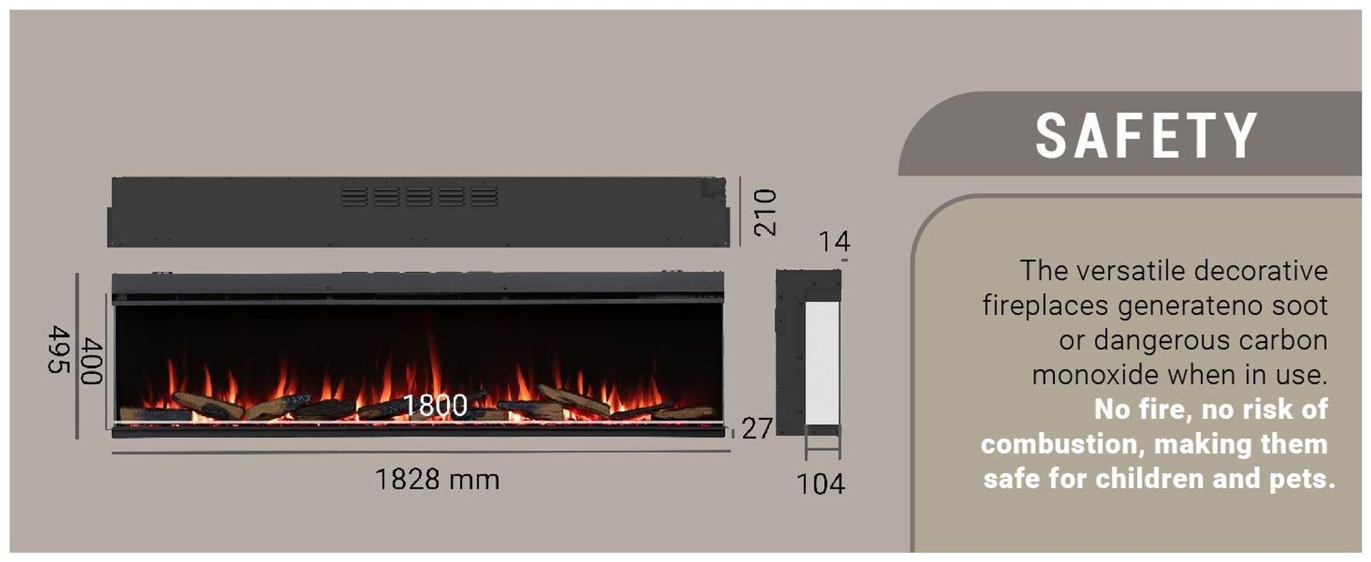 Kominek elektryczny do zabudowy BALDERIA Athena 72 – moc grzewcza do 1500 W, czarny
