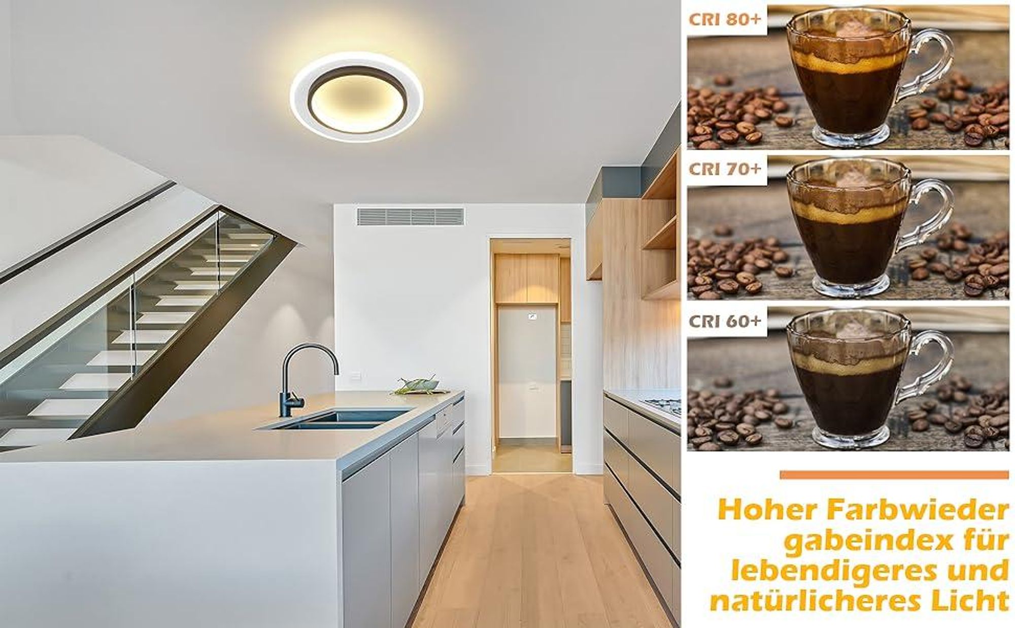 ZMH Deckenlampe LED Deckenleuchte Ø23.5cm Schlafzimmer 14W Flurlampe Warmweiß Schlafzimmerlampe Wohnzimmerlampe Deckenbeleuchtung für Küche Wohnzimmer