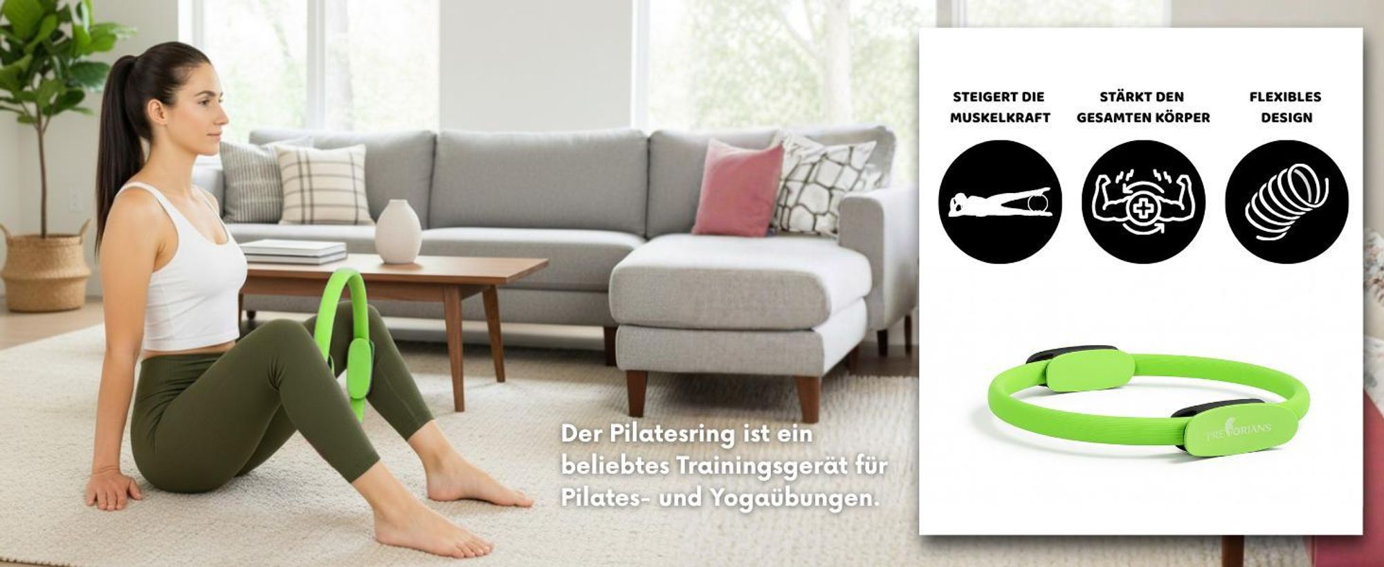 Pilates Ring mit Doppelgriff 38 cm bauchmuskeltraining Fitness Grün