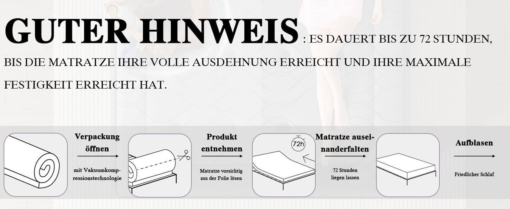 DEWINNER, Matratze Geräuschlose 140x190, Höhe 28 cm, Gedächtnisschaum, Hautfreundliches Graues Obermaterial, Fester Komfort, Atmungsaktiv, 7 Zonen