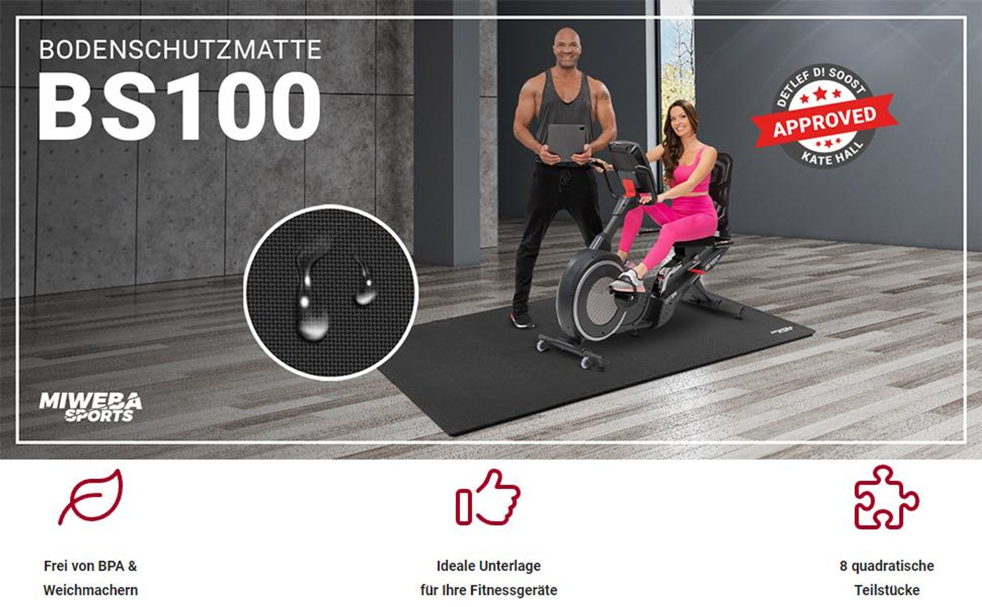 Bodenschutzmatte BS100 | Unterlegmatte - Fitnessmatte - Puzzlematte - Rutschfest - EVA-Schaumstoff - 8 Teile - Schutzmatte - 63.5 x 63.5 cm (Grau)