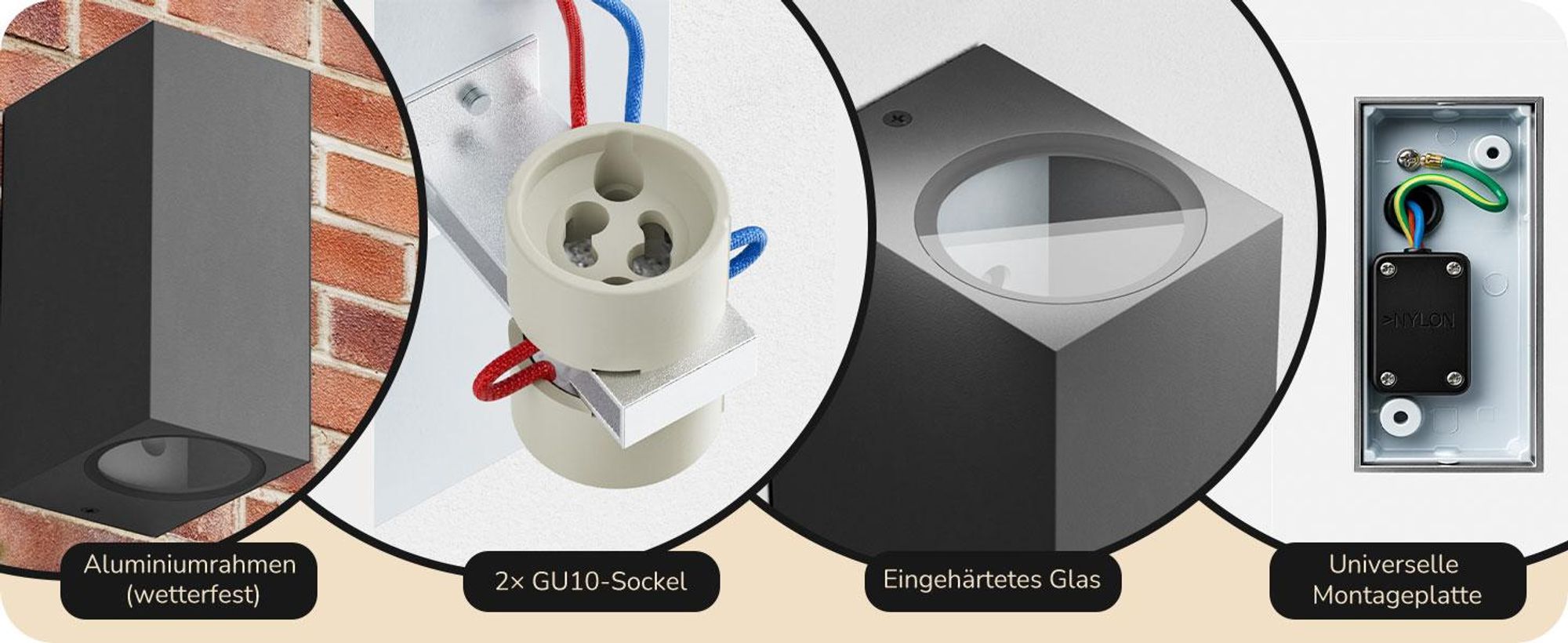 EDISHINE 2er LED Wandleuchte Innen/Aussen, Wandlampe Up Down Warmweiß, Außenwandlampe  Einstellbarer Lichtstrahl, Anthrazit