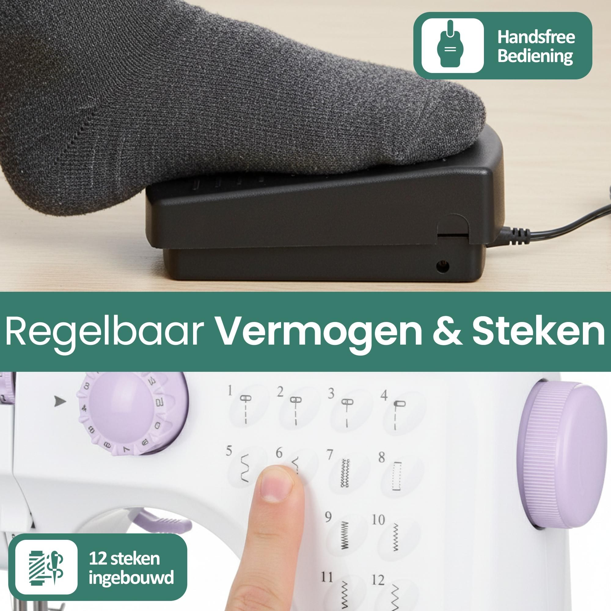Emerio Naaimachine – 12 Ingebouwde Steekprogramma’s – Voor- en achteruit naaien – Auto-Reverse – Draadafsnijder – Verlichting – SEW-121820