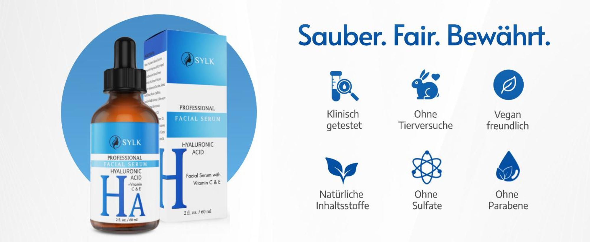 Hyaluron Gesichtsserum mit Vitamin C Hyaluronsäure Anti Aging & Anti Falten 60ml