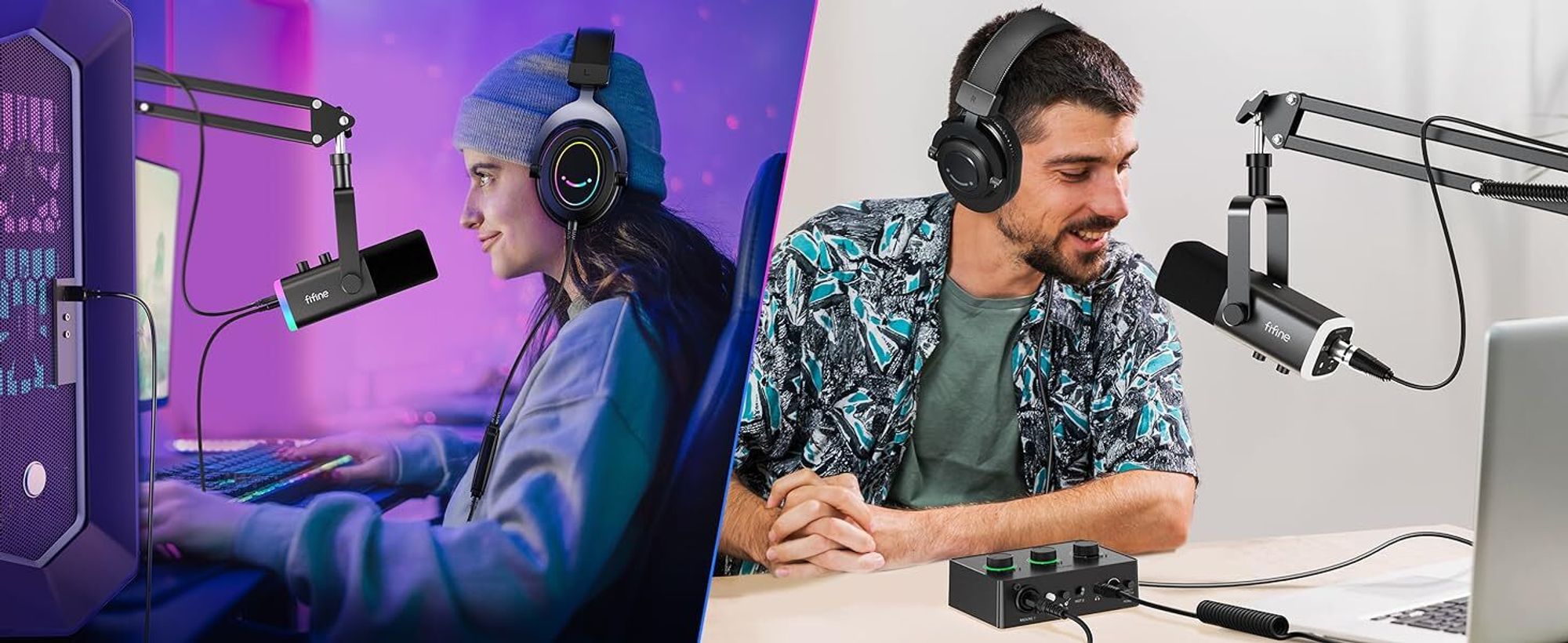 FIFINE XLR Streaming Mikrofon mit Arm USB Dynamisch Microphone Gaming PC Podcast