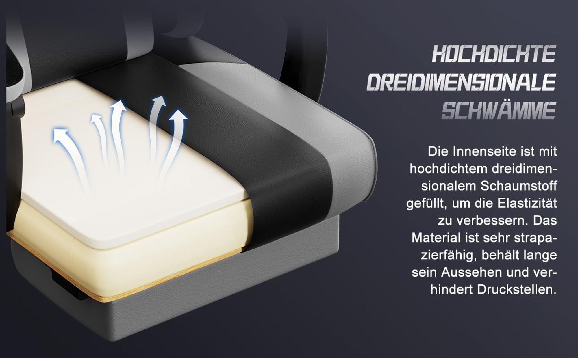 Aiibot Gaming Stuhl Bürostuhl Ergonomisch Schreibtischstuhl Bürostuhl 150 kg Drehstuhl mit Lordosenstütze, Gaming Sessel 90°-165° und Wippfunktion