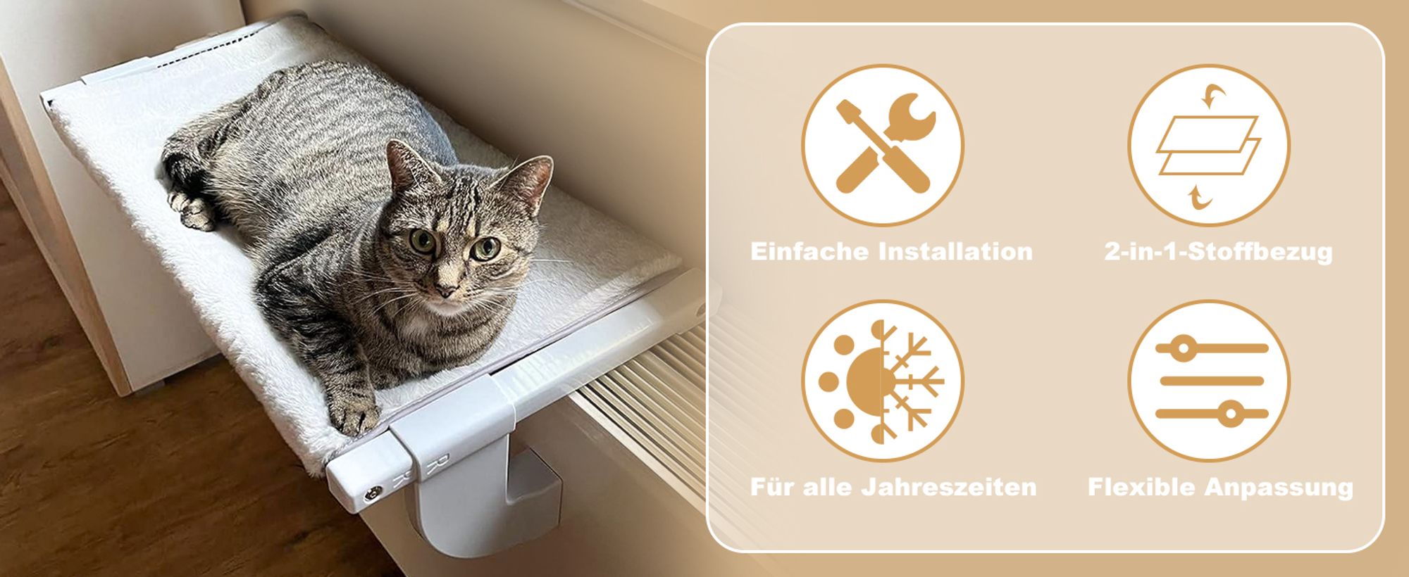 Katzenliege Balkon Fensterhängematte für Heizung Heizkörper Hängematte für Katzenfenster Katzen Fensterliege Fensterplätze Katzenbett Fensterbank